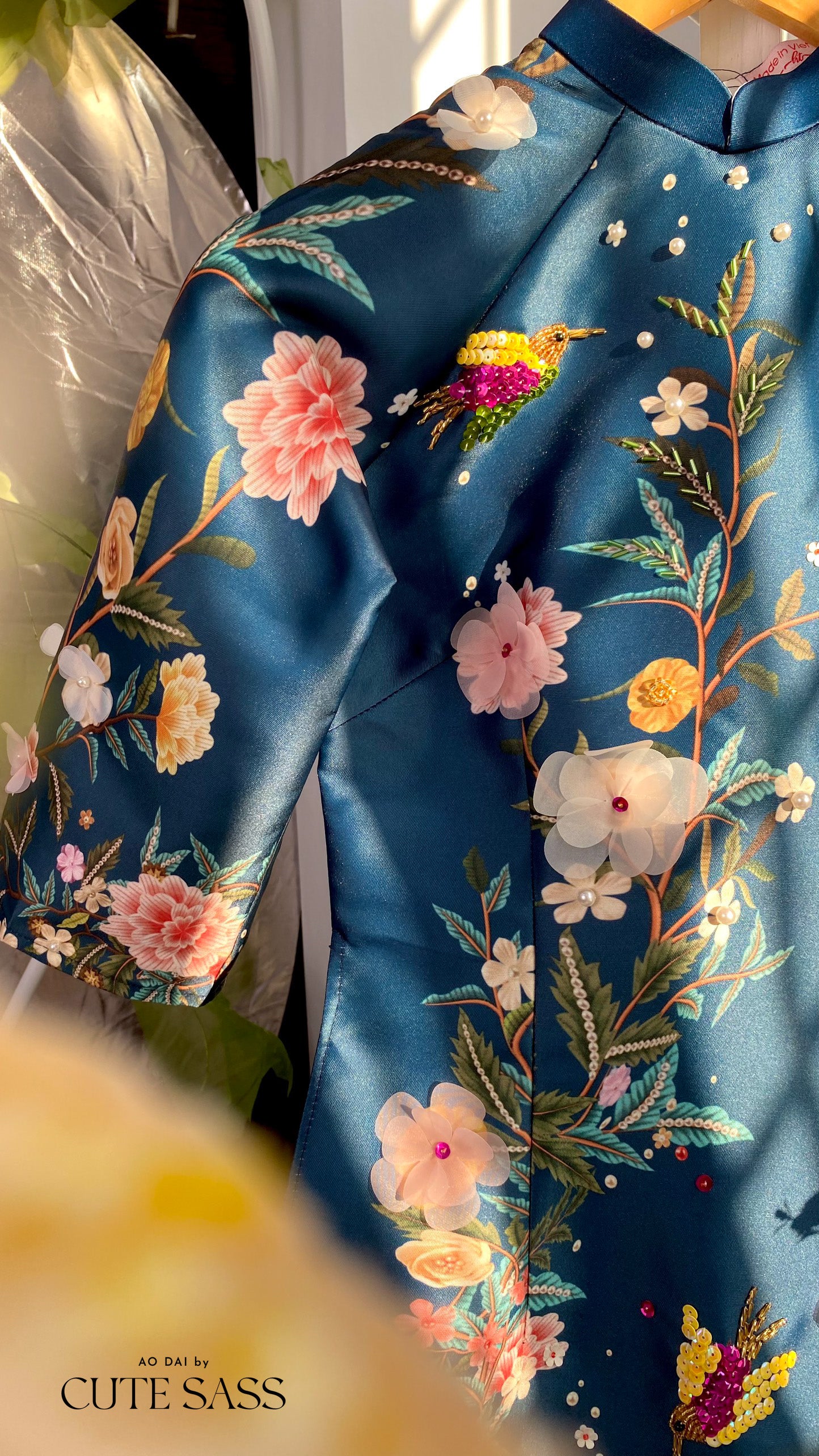 Blue Sparkle Garden Ao Dai Set 39c