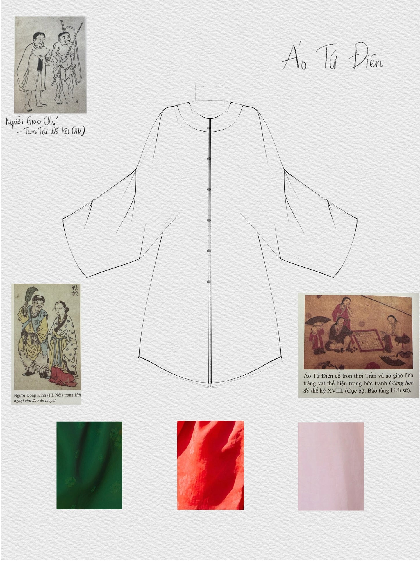 Ao Tu Dien Pink - Four-Panel Robe