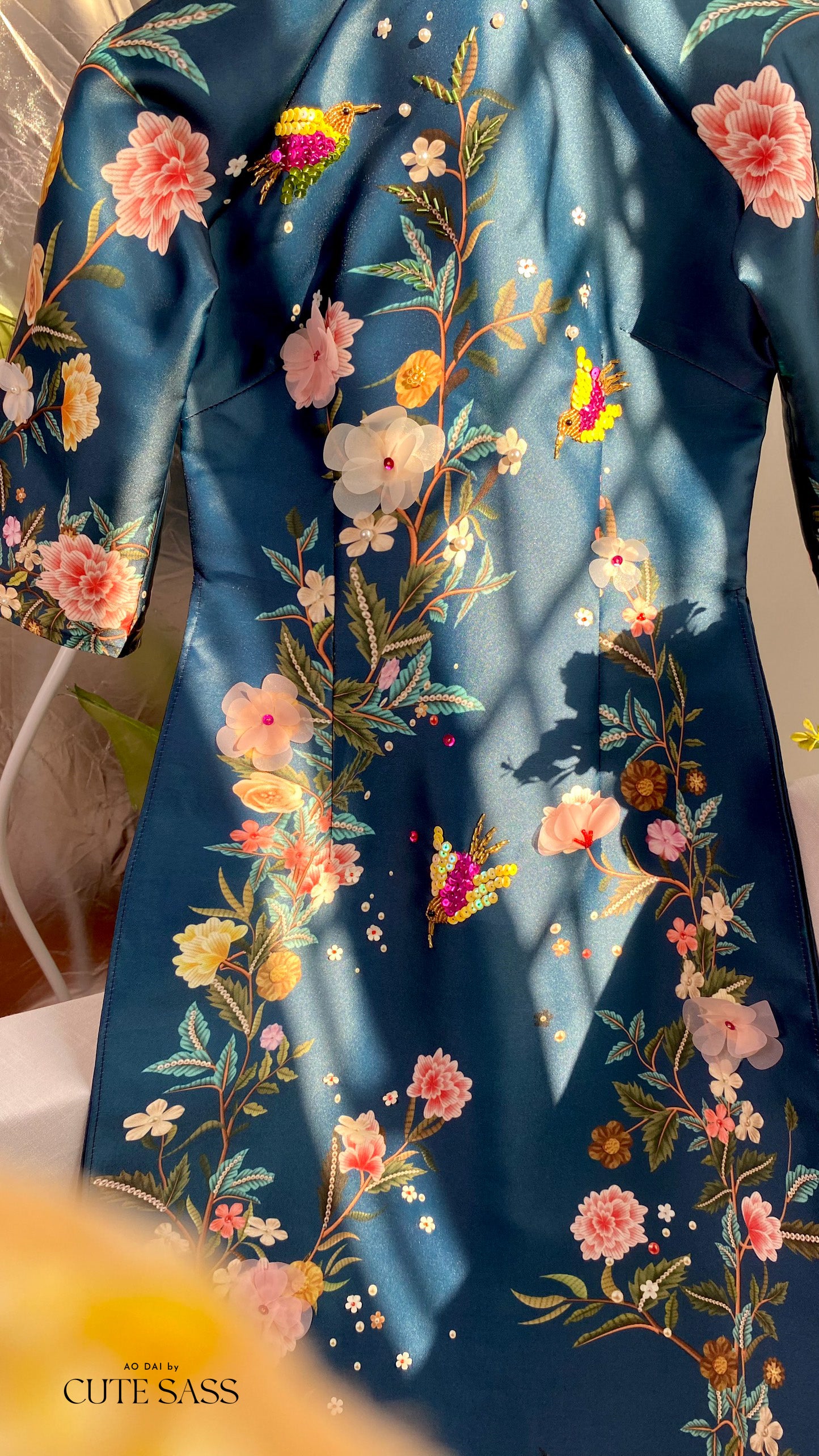 Blue Sparkle Garden Ao Dai Set 39c