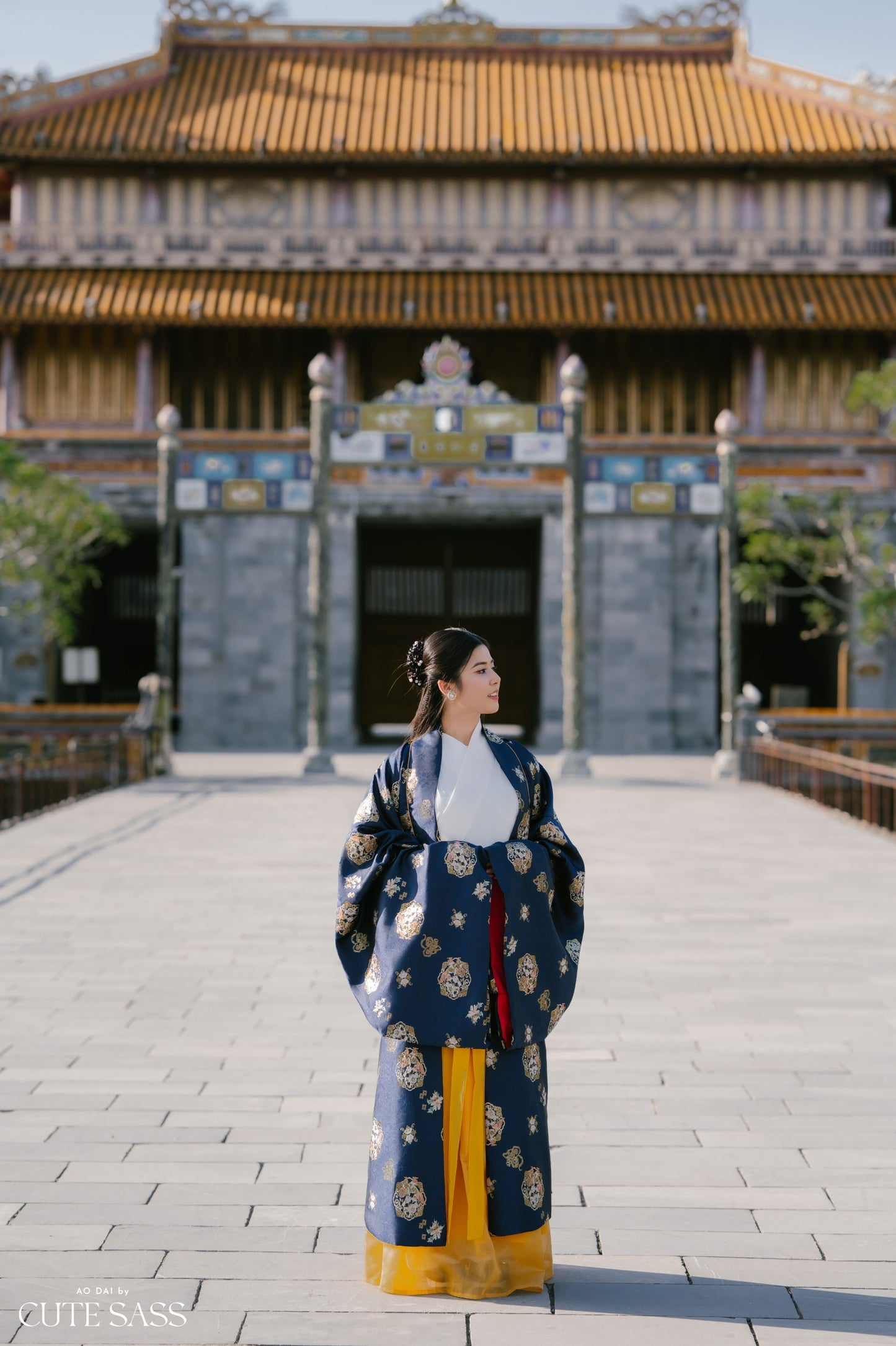 Ao Doi Kham Navy Blue - Parallel-Flapped Jacket