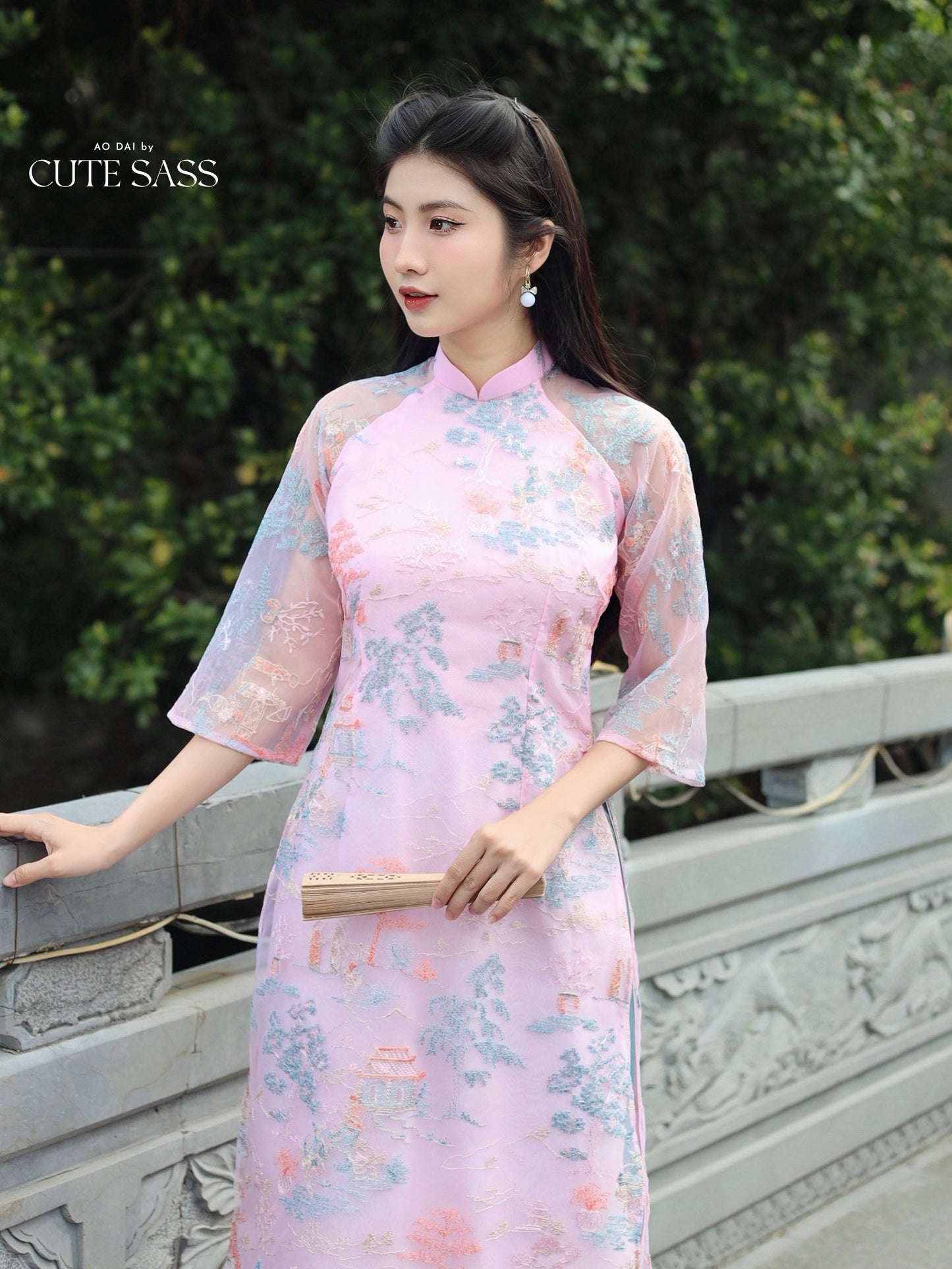 Tu Minh - Pink Ao Dai Set
