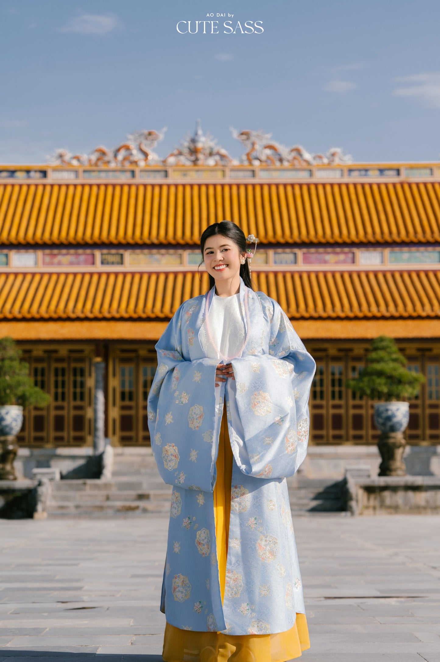 Ao Doi Kham Sky Blue - Parallel-Flapped Jacket
