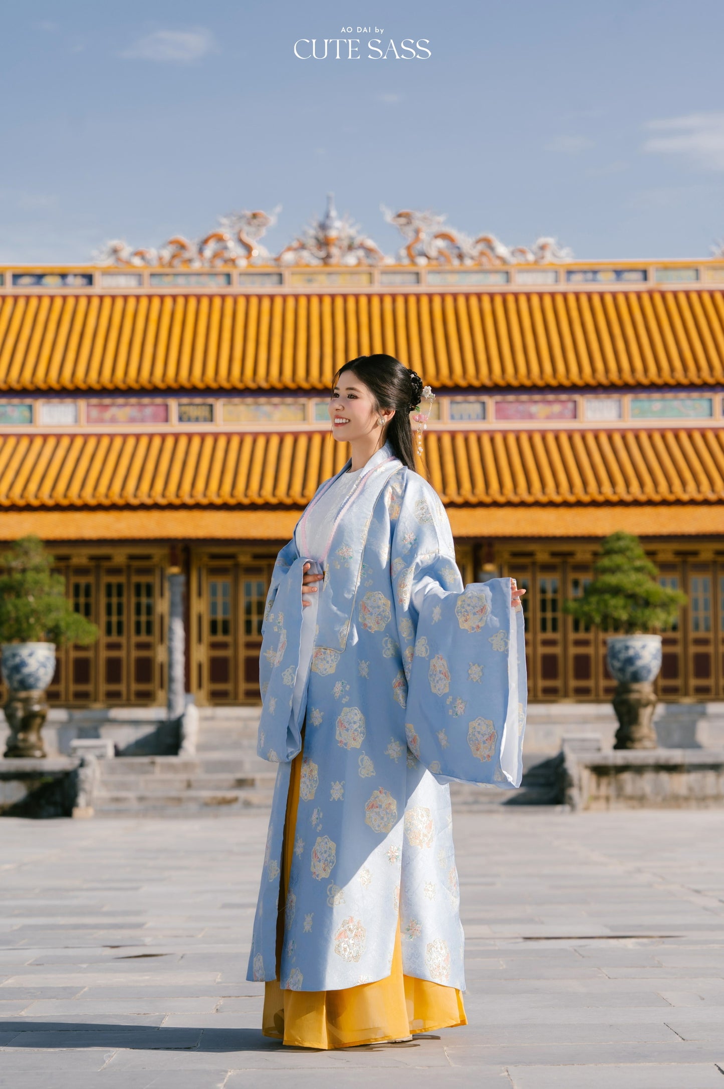 Ao Doi Kham Sky Blue - Parallel-Flapped Jacket