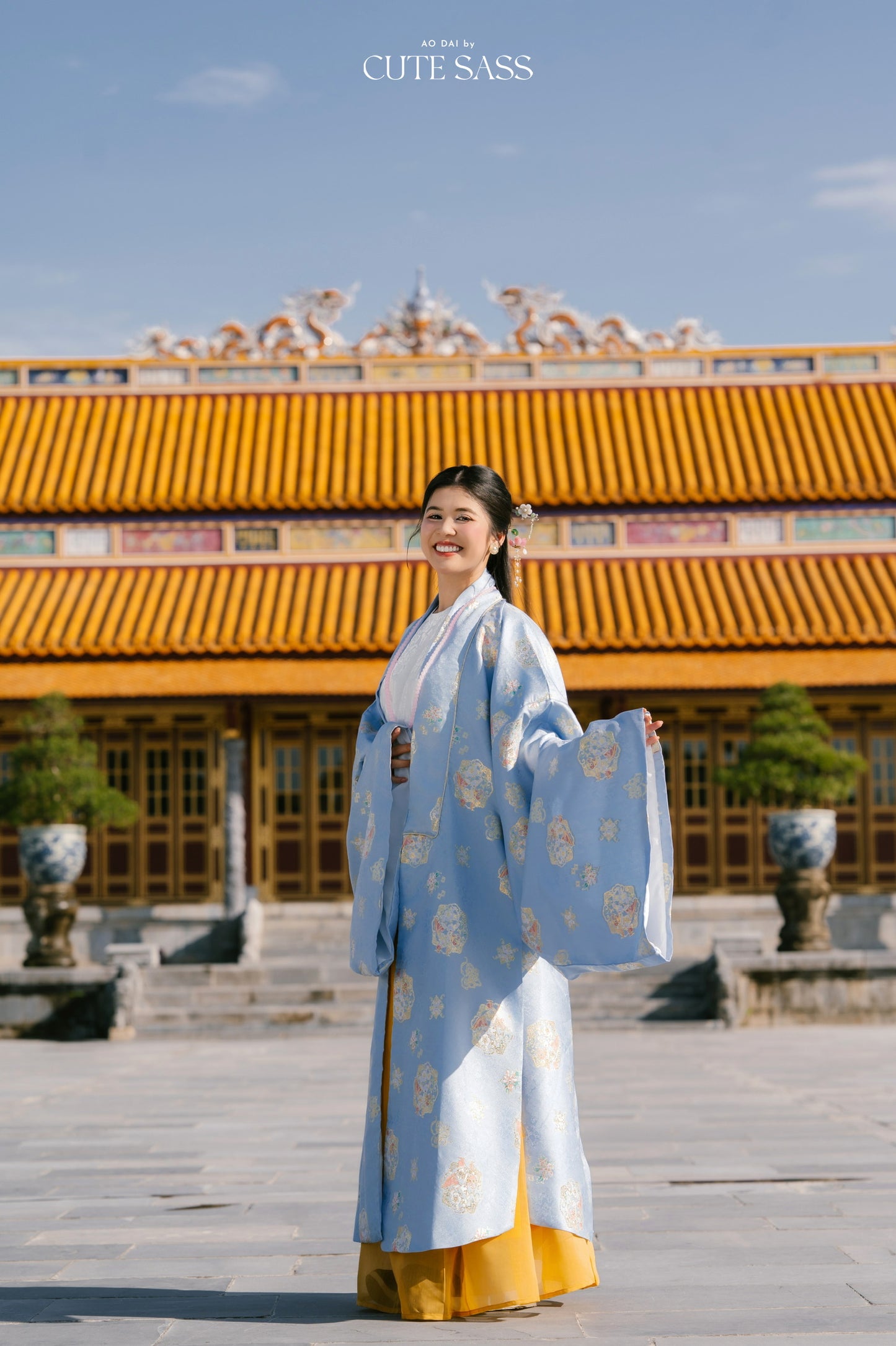 Ao Doi Kham Sky Blue - Parallel-Flapped Jacket