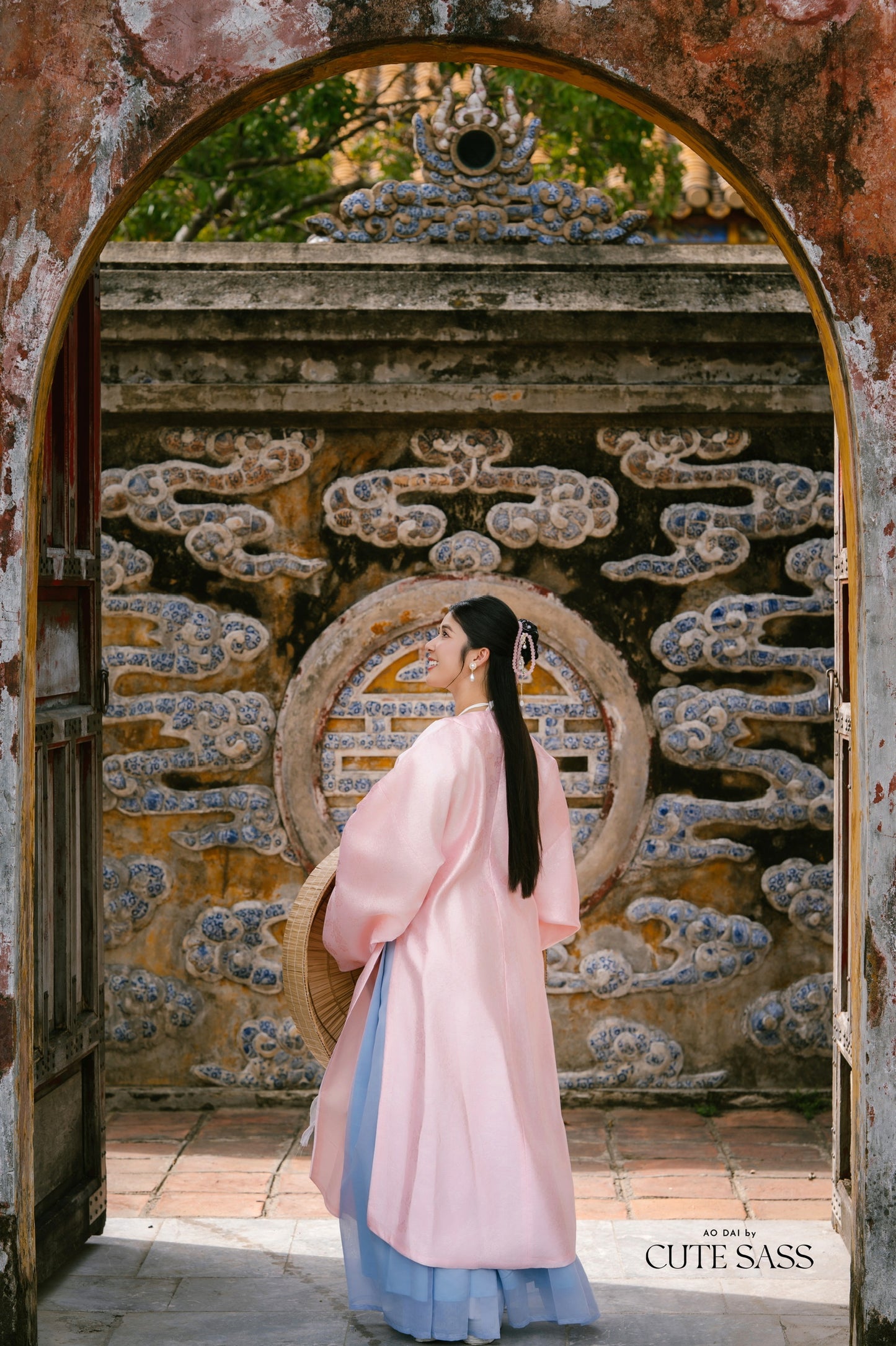 Ao Tu Dien Pink - Four-Panel Robe