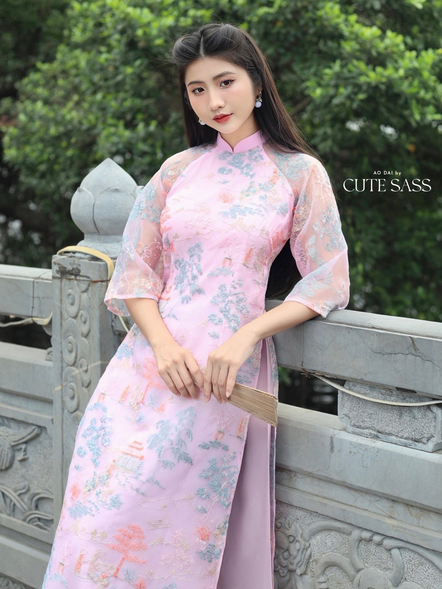 Tu Minh - Pink Ao Dai Set
