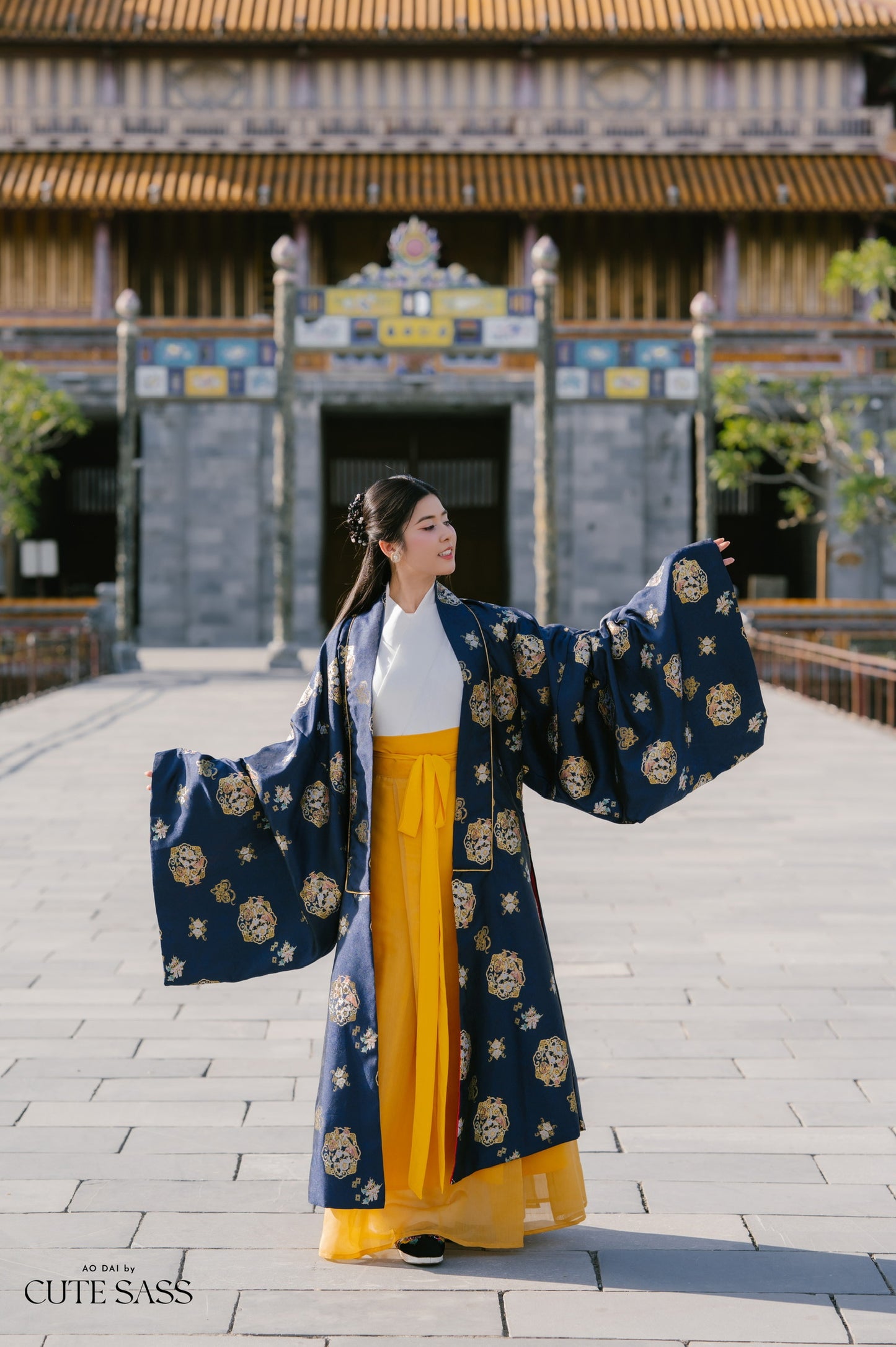 Ao Doi Kham Navy Blue - Parallel-Flapped Jacket