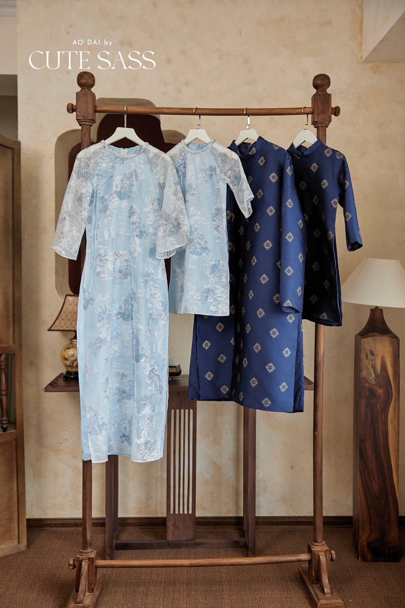 Gia Nghi - Family Blue Mountain Matching Ao Dai Set