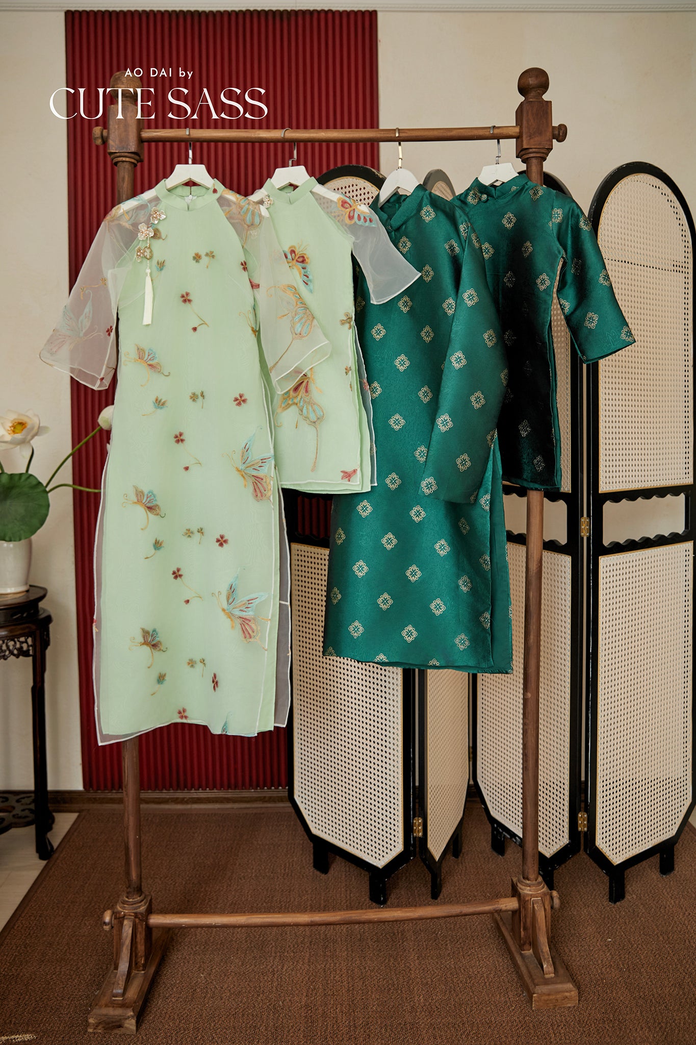 Gia Nghi - Family Green Butterfly Matching Ao Dai Set