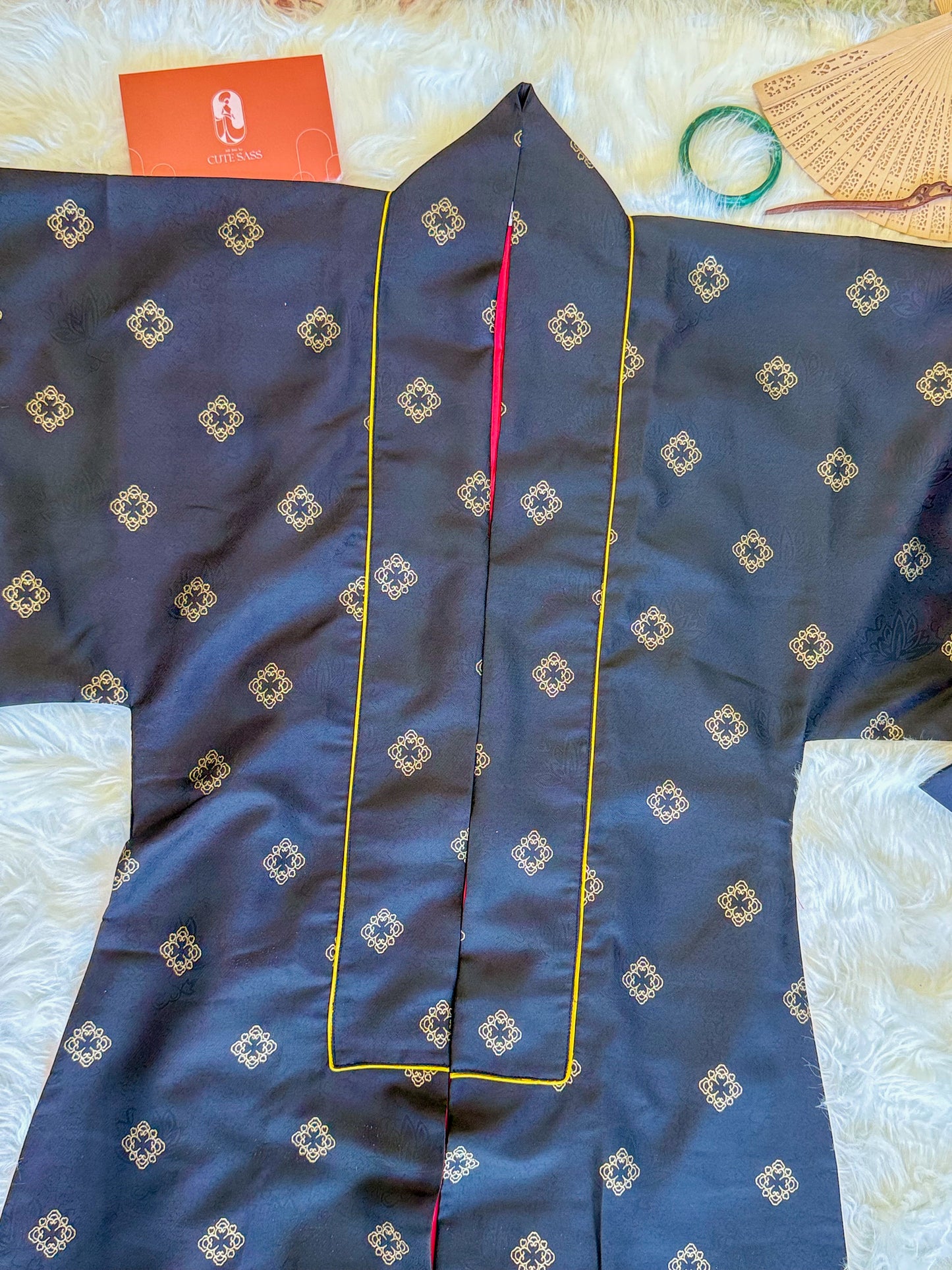 Ao Doi Kham Black - Parallel-Flapped Jacket