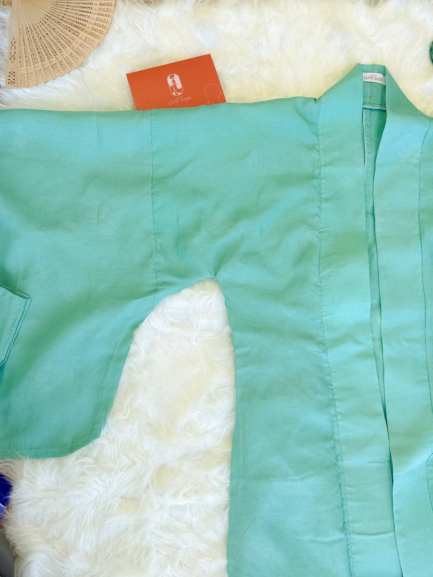 Ao Doi Kham Cyan - Parallel-Flapped Jacket (Wide Sleeves)