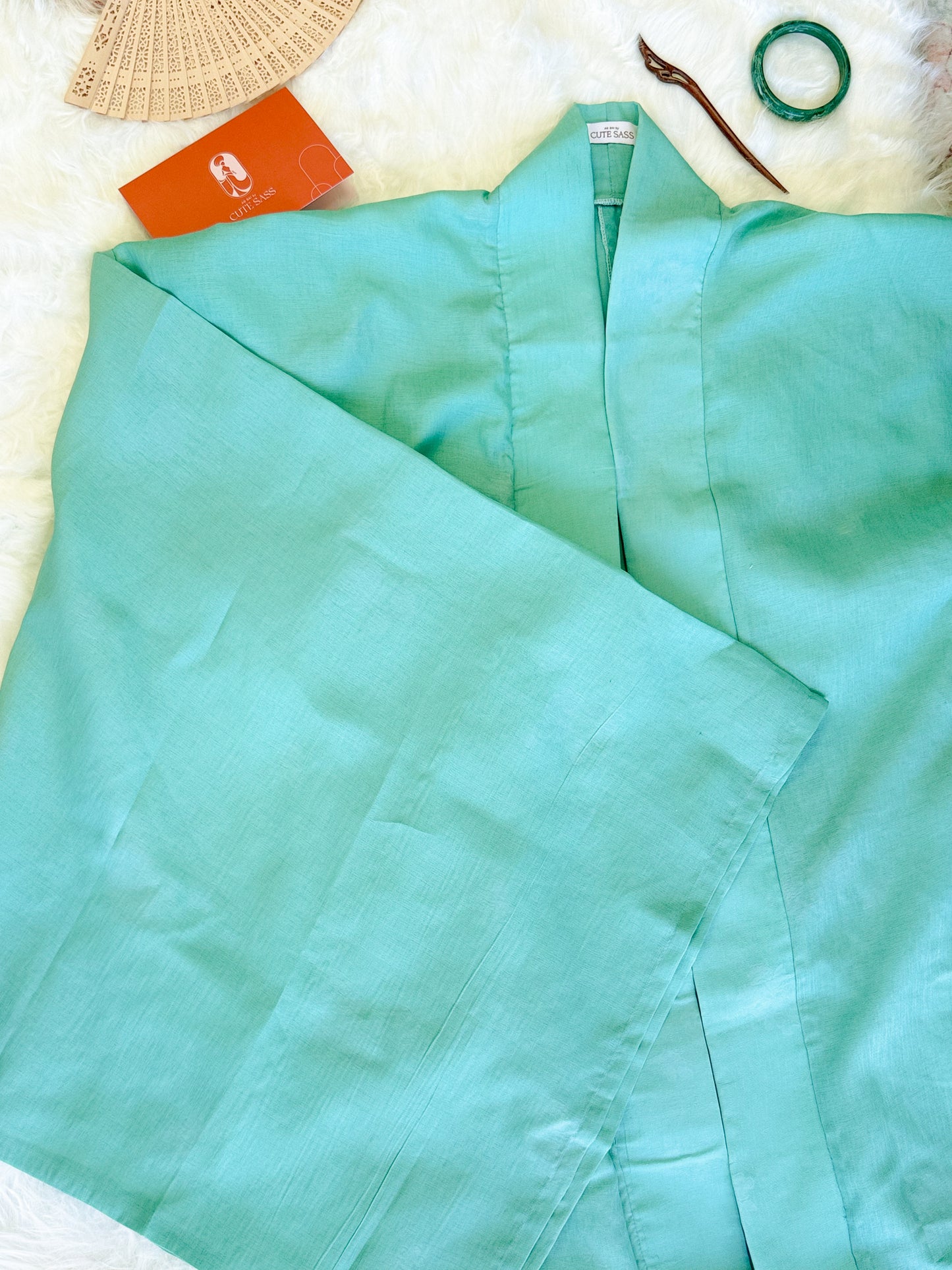 Ao Doi Kham Cyan - Parallel-Flapped Jacket (Wide Sleeves)