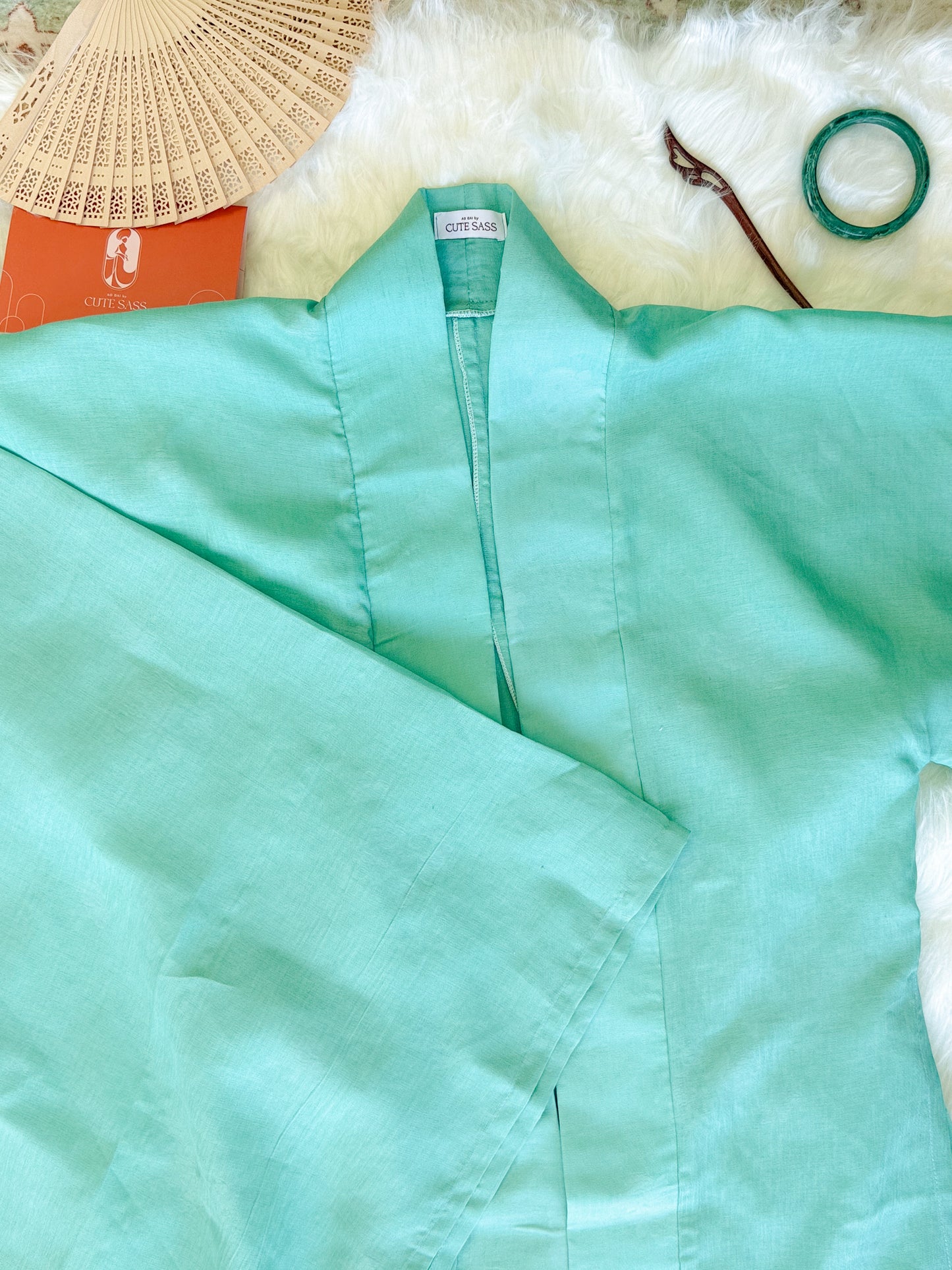 Ao Doi Kham Cyan - Parallel-Flapped Jacket (Wide Sleeves)
