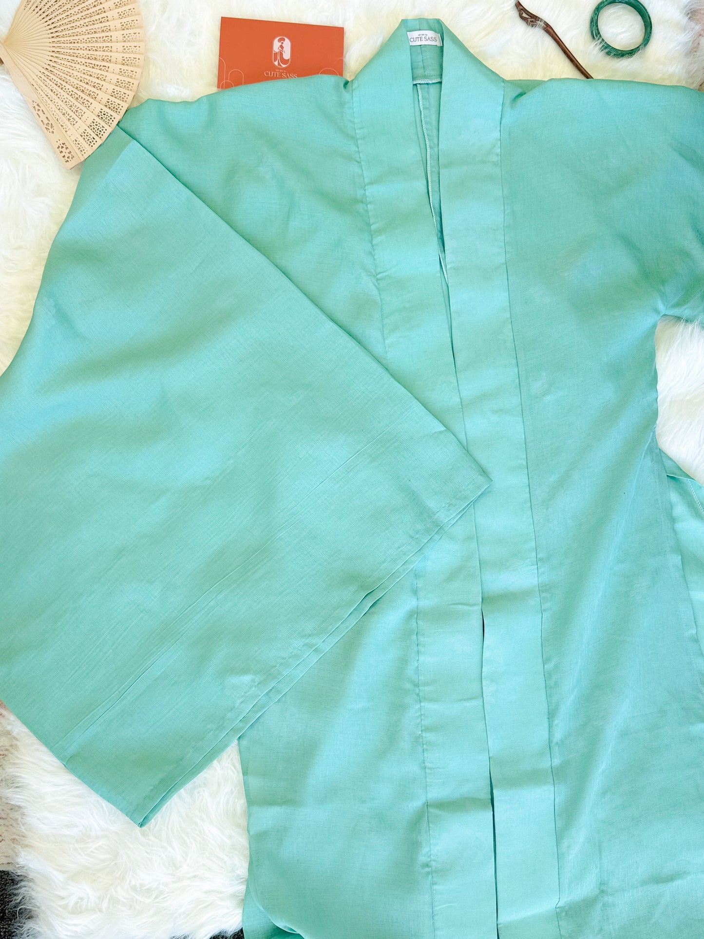 Ao Doi Kham Cyan - Parallel-Flapped Jacket (Wide Sleeves)