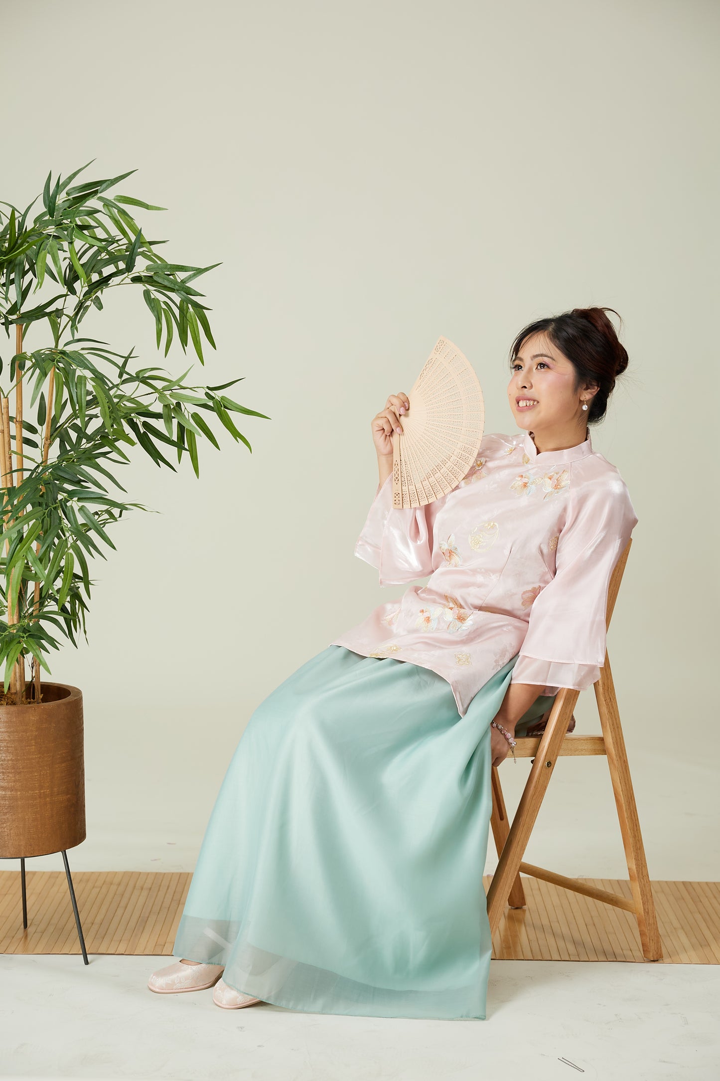Vân - Reverie Pink Lotus Sheer Sleeves Top Only, No Pants