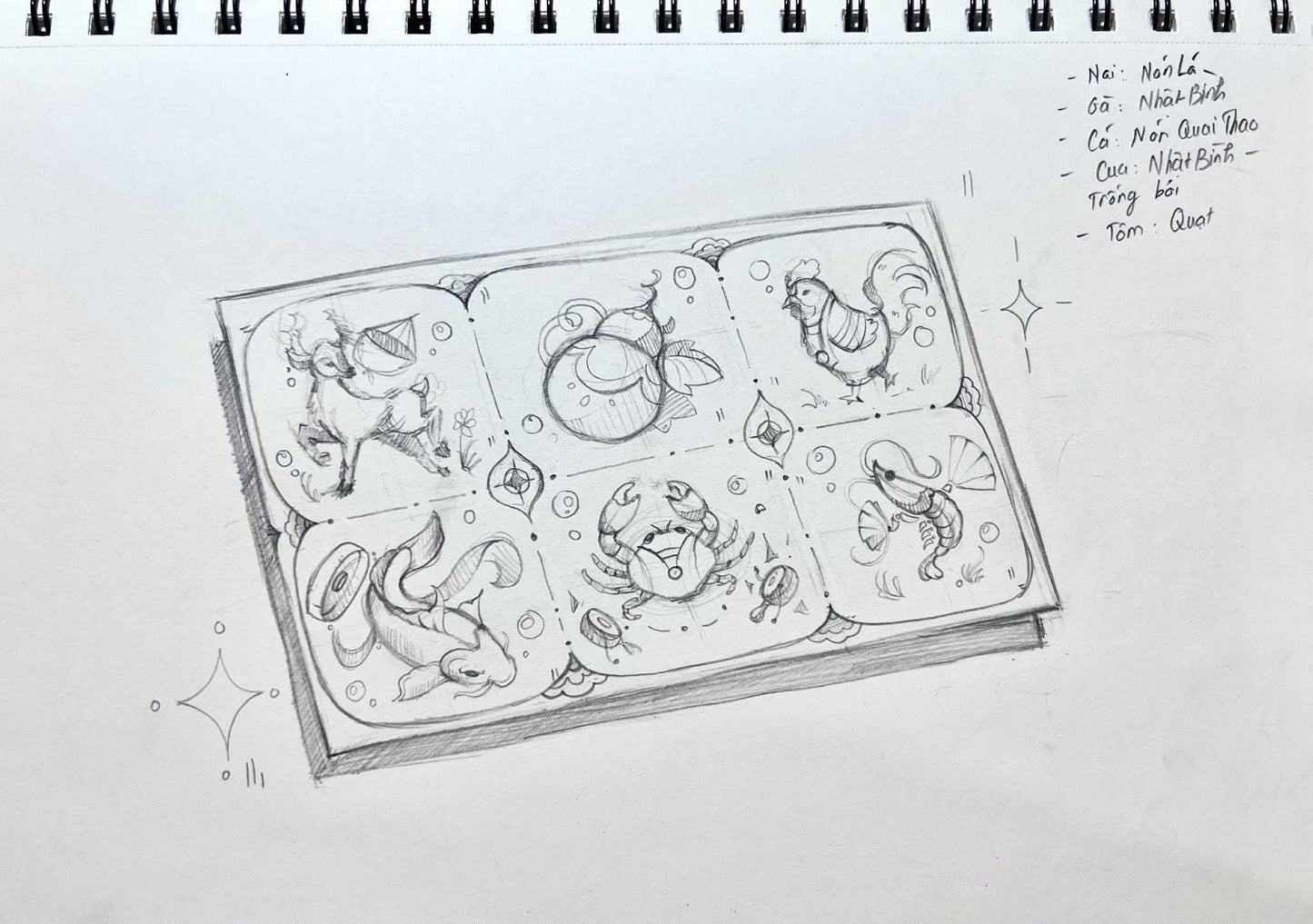 (1) Set of Bầu Cua Tôm Cá - Traditional Vietnamese Paper Board Game