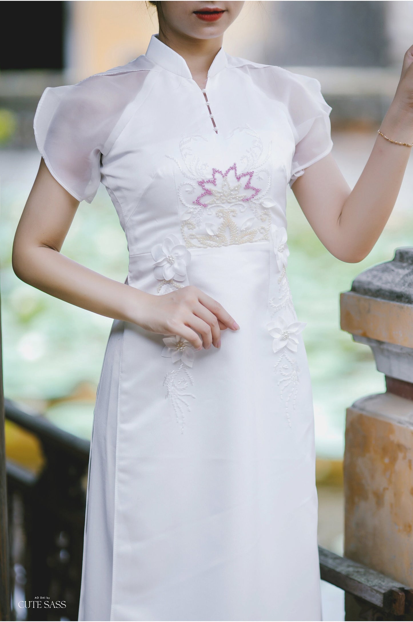 White Sparkle Formal Ao Dai Set AoDaibyCuteSass
