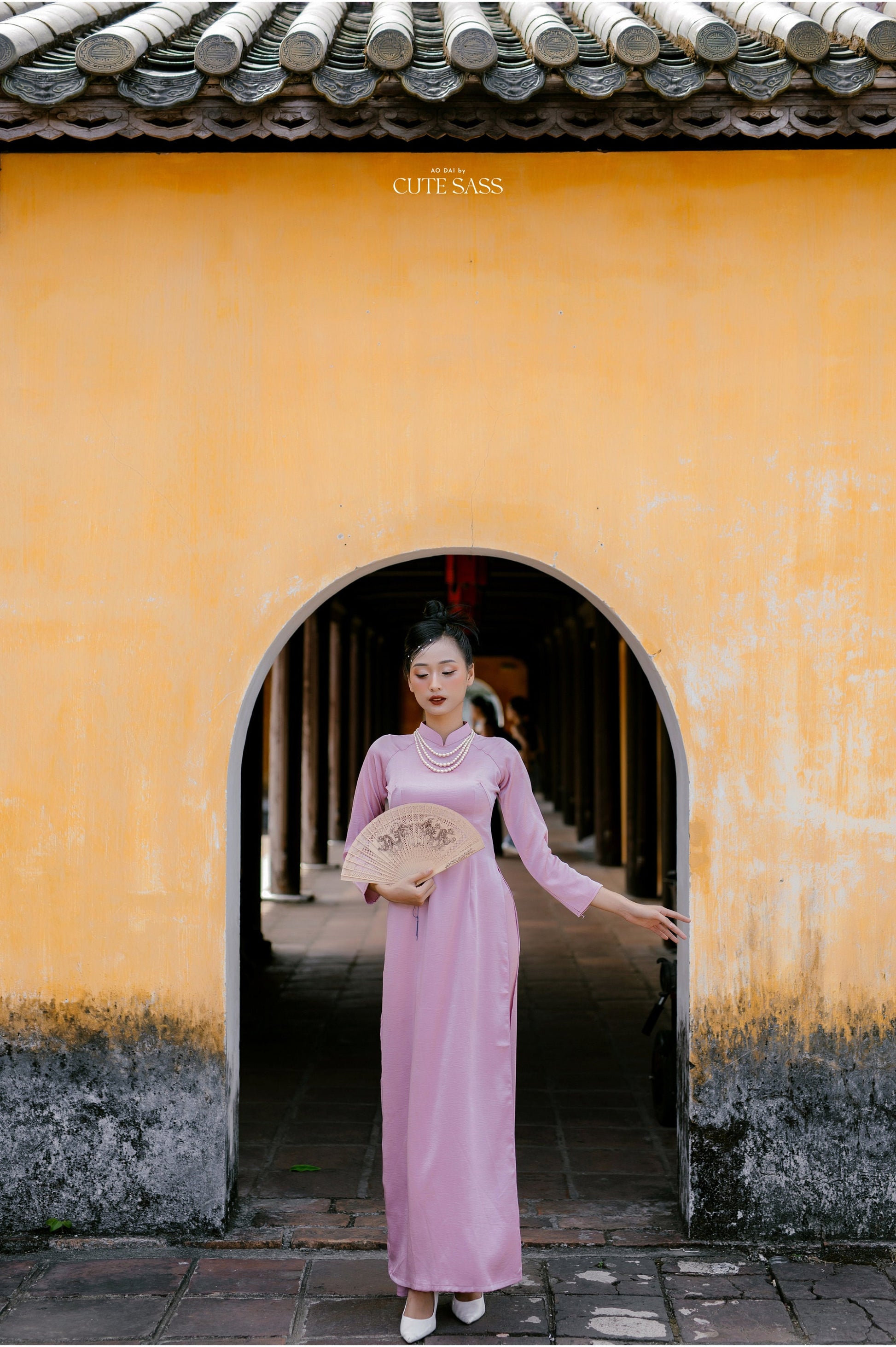 Nude Pink Hai Da Silk Plain Ao Dai Set 18A AoDaibyCuteSass