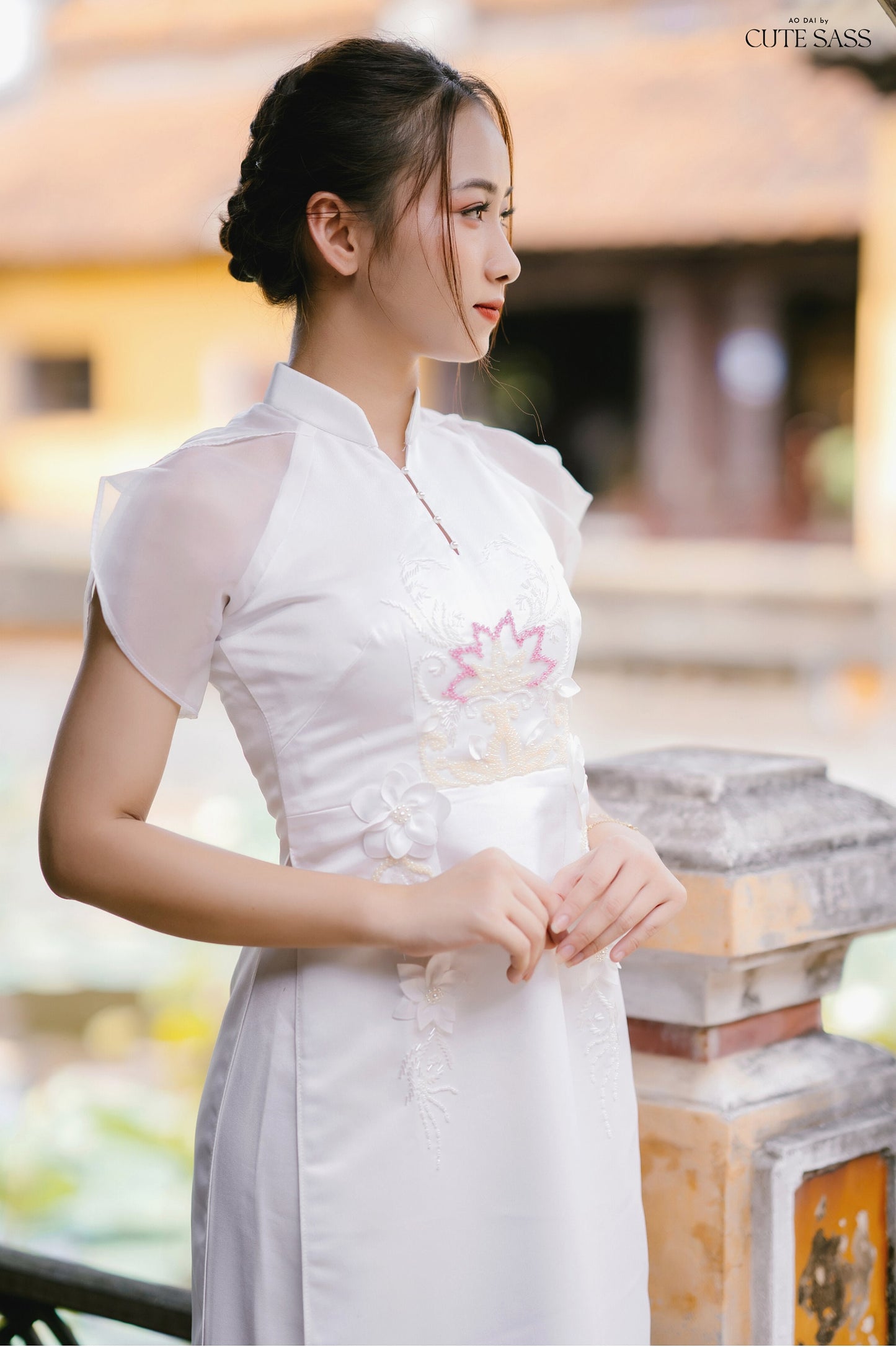 White Sparkle Formal Ao Dai Set AoDaibyCuteSass