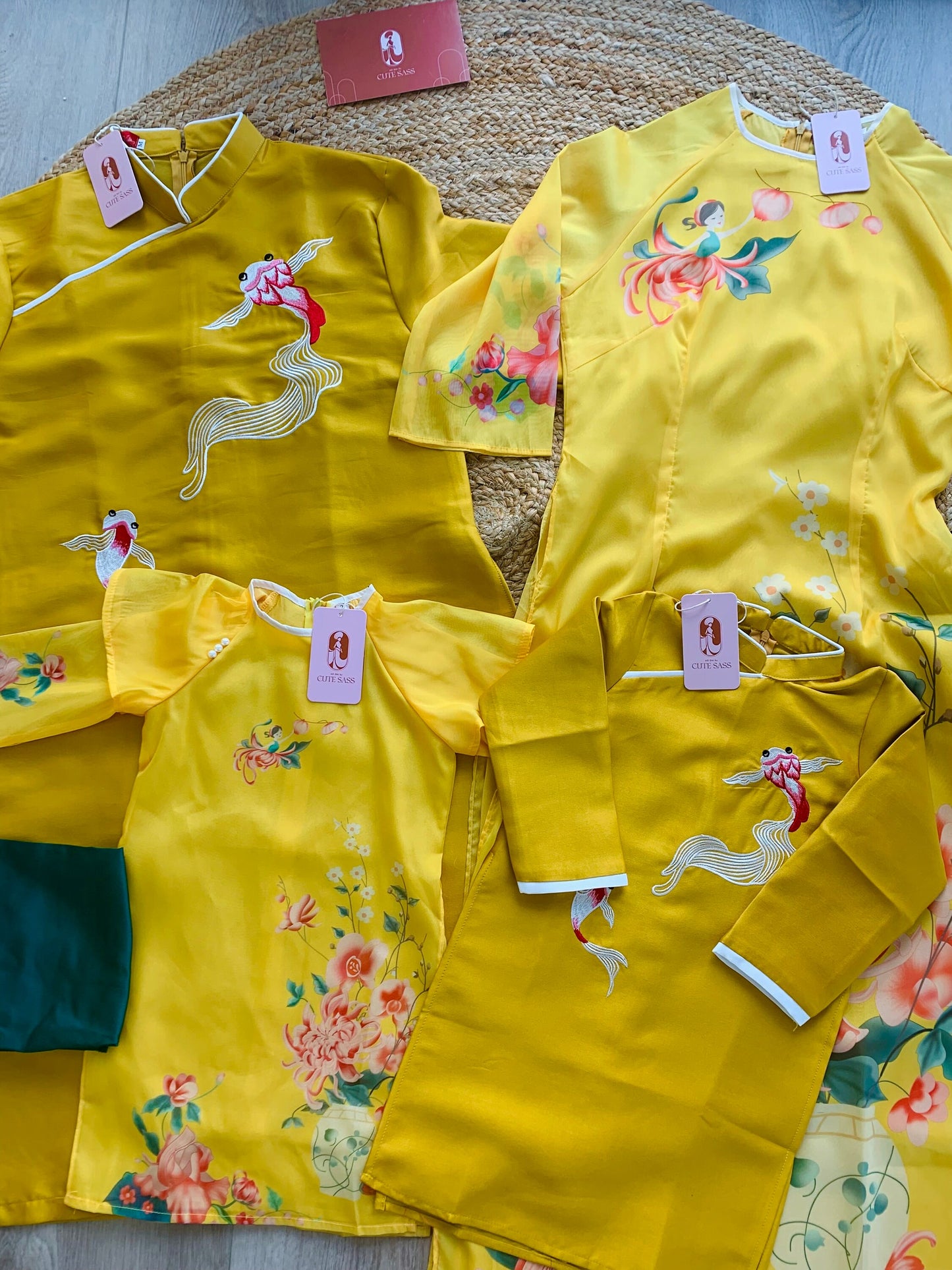 Family Yellow Koi/Floral Ao Dai Set