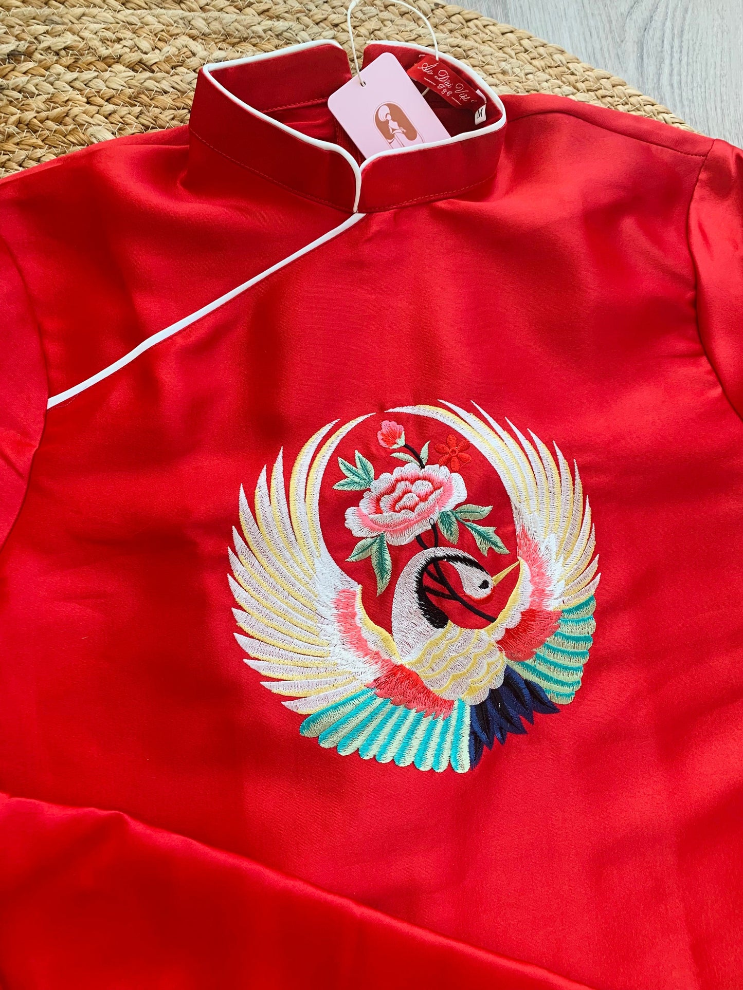 Family Red Embroidery Ao Dai Set (No Headband)