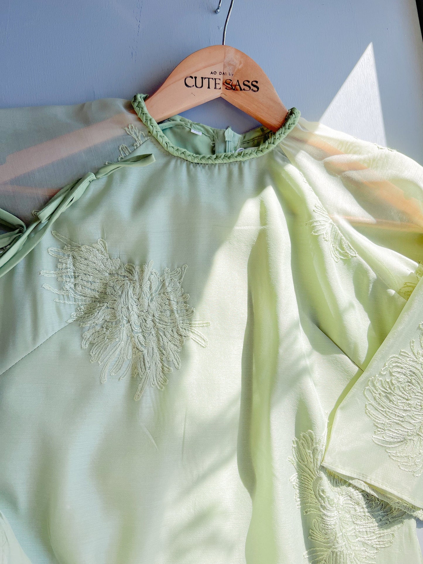 Shifted Chiffon Embroidery Ao Dai Top Only, NO PANTS (5 Colors)