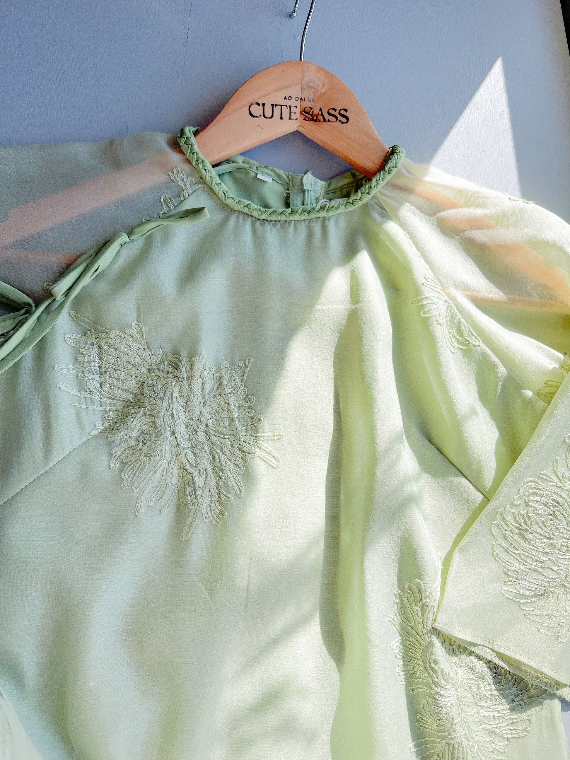 Shifted Chiffon Embroidery Ao Dai Top Only, NO PANTS (5 Colors)