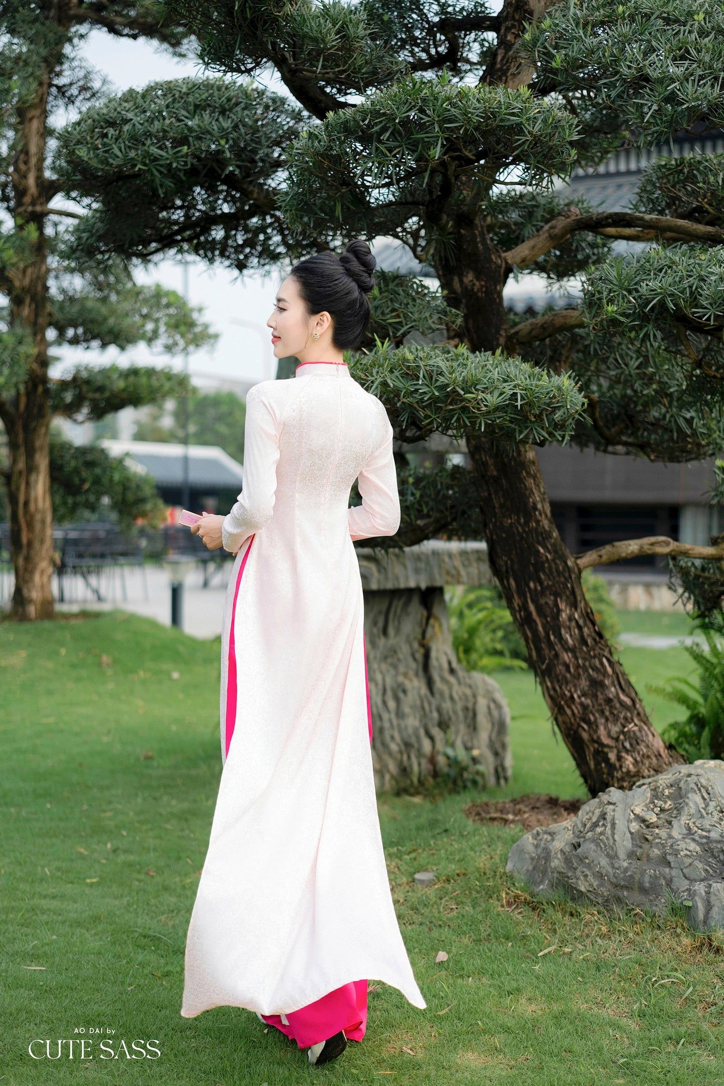 Blush Traditional Gấm Ao Dai Set