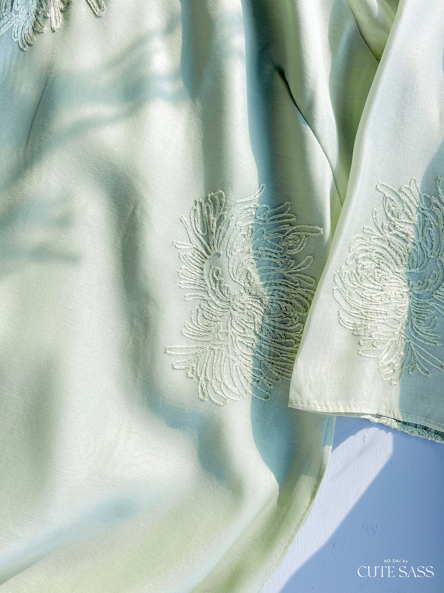 Shifted Chiffon Embroidery Ao Dai Top Only, NO PANTS (5 Colors)