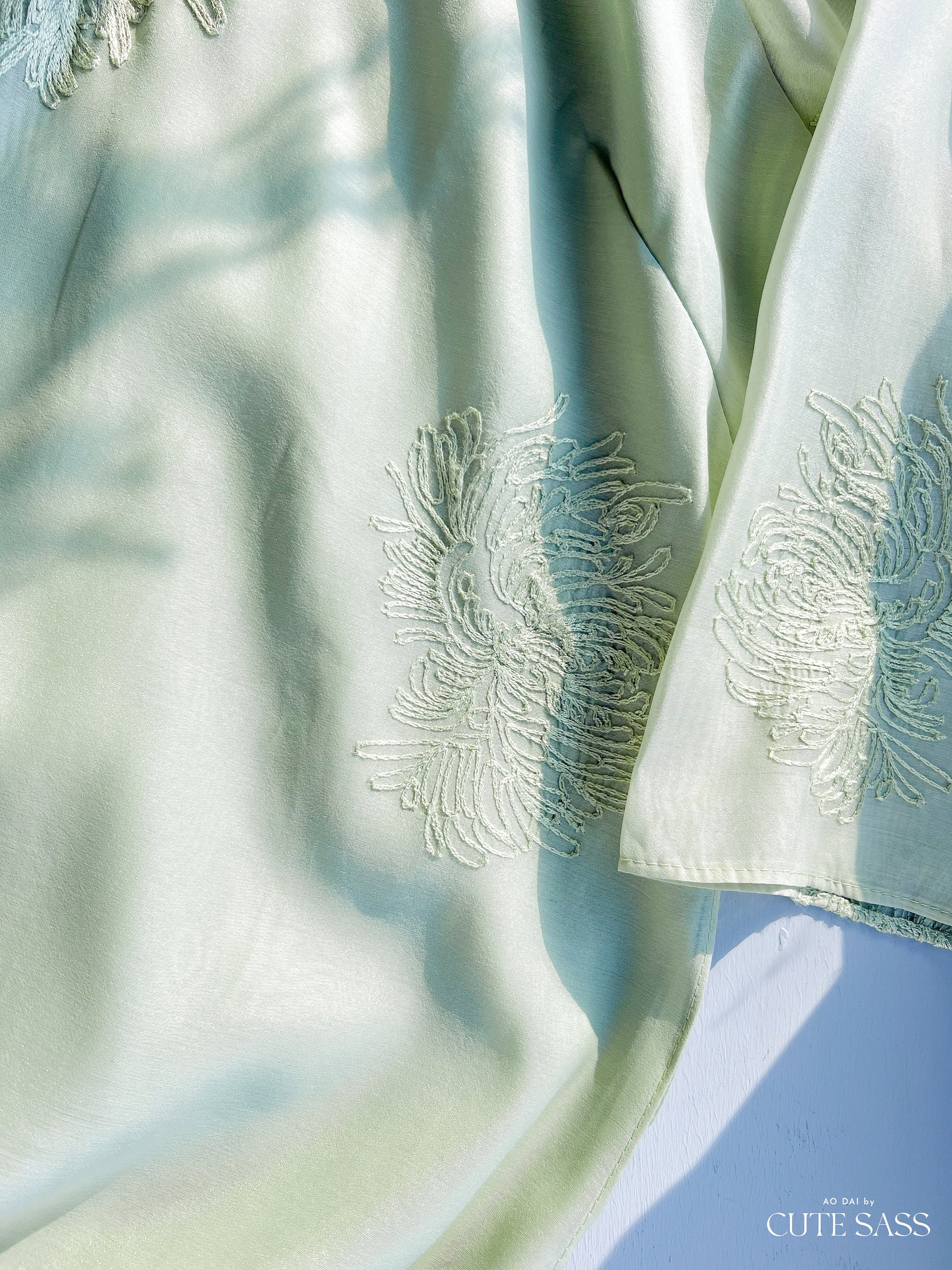 Shifted Chiffon Embroidery Ao Dai Top Only, NO PANTS (5 Colors)