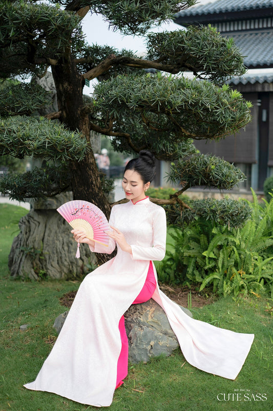 Blush Traditional Gấm Ao Dai Set