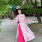 Pink Printed Scenery Ao Dai Set |Pre-made Modernized Vietnamese Ao Dai| Ao Dai with Pants | Lunar New Year| Ao Dai Truyen Thong| 31A