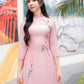 Light Pink 3D Blossoms Chiffon Ao Dai Set |Pre-made Modernized Vietnamese Ao Dai| Ao Dai with Pants | Lunar New Year| Ao Dai Truyen Thong|