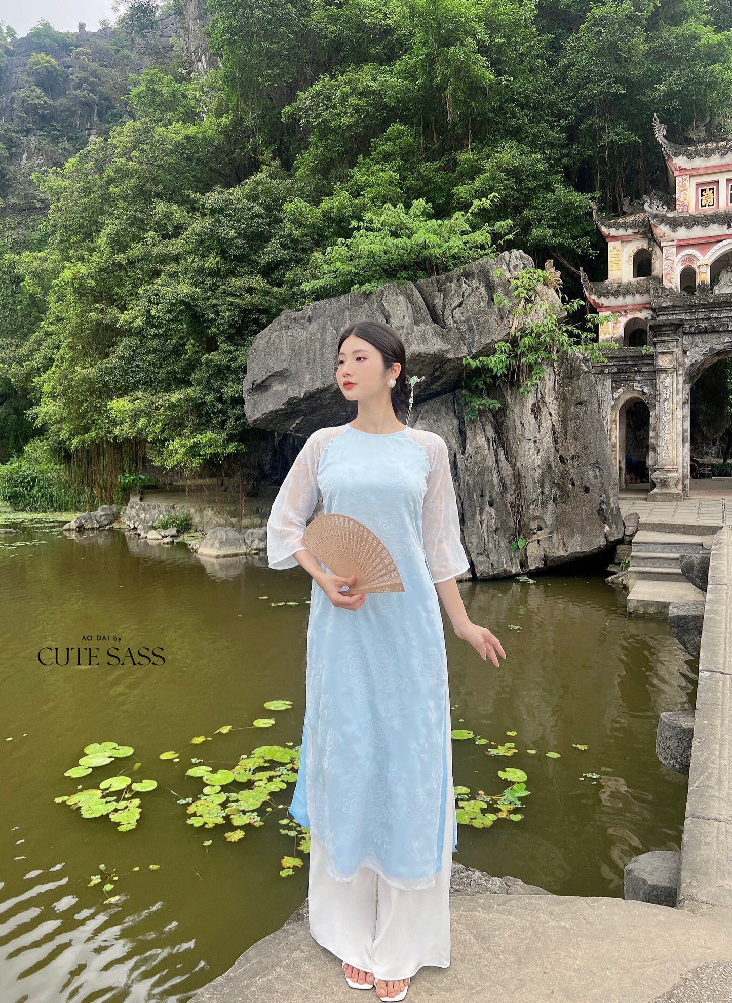 Shifted Rose Velvety Chiffon Ao Dai Top Only, NO PANTS (4 Colors)| Pre-made Modernized Vietnamese Ao Dai | Lunar New Year|11-12C