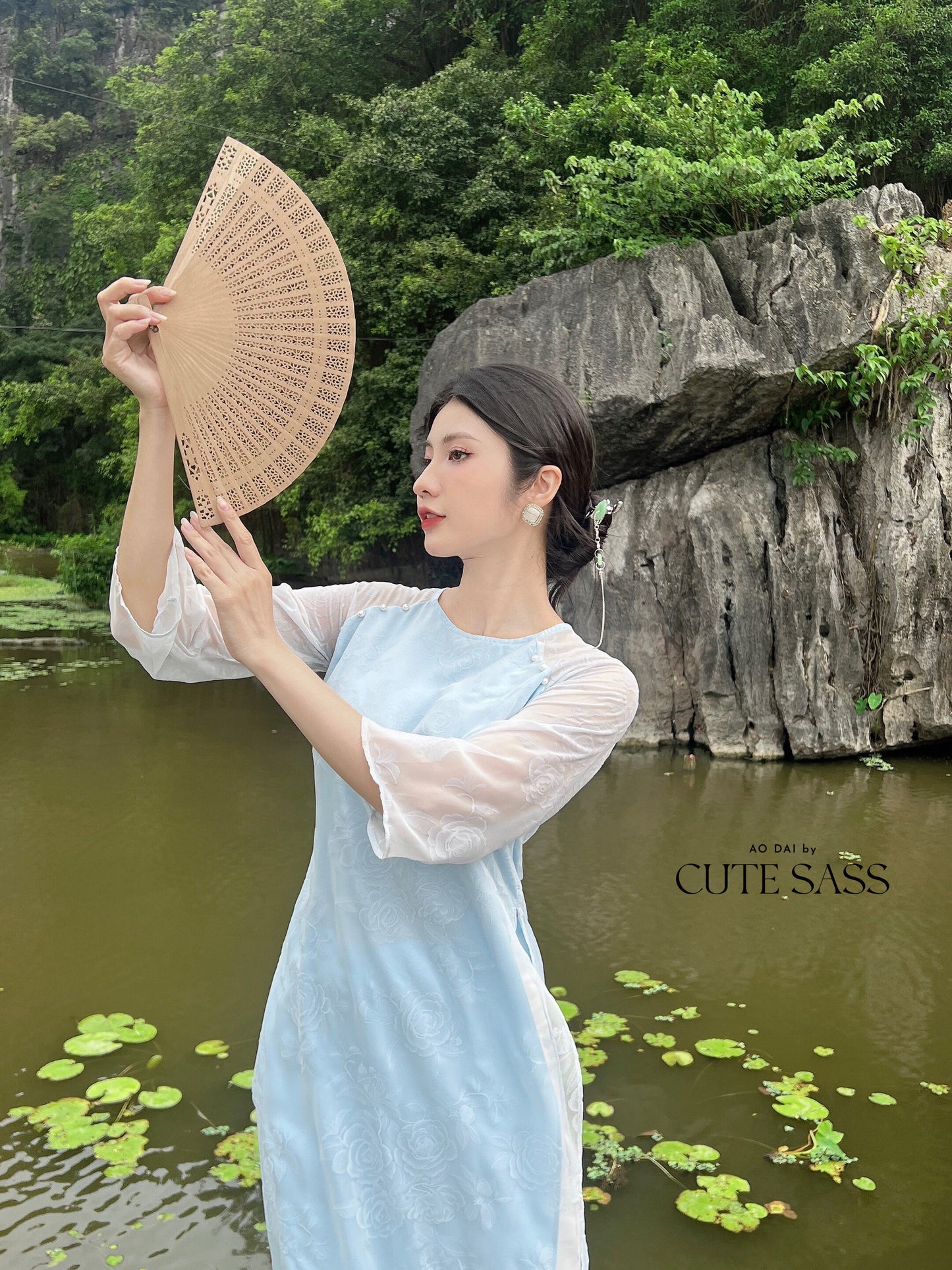 Shifted Rose Velvety Chiffon Ao Dai Top Only, NO PANTS (4 Colors)| Pre-made Modernized Vietnamese Ao Dai | Lunar New Year|11-12C