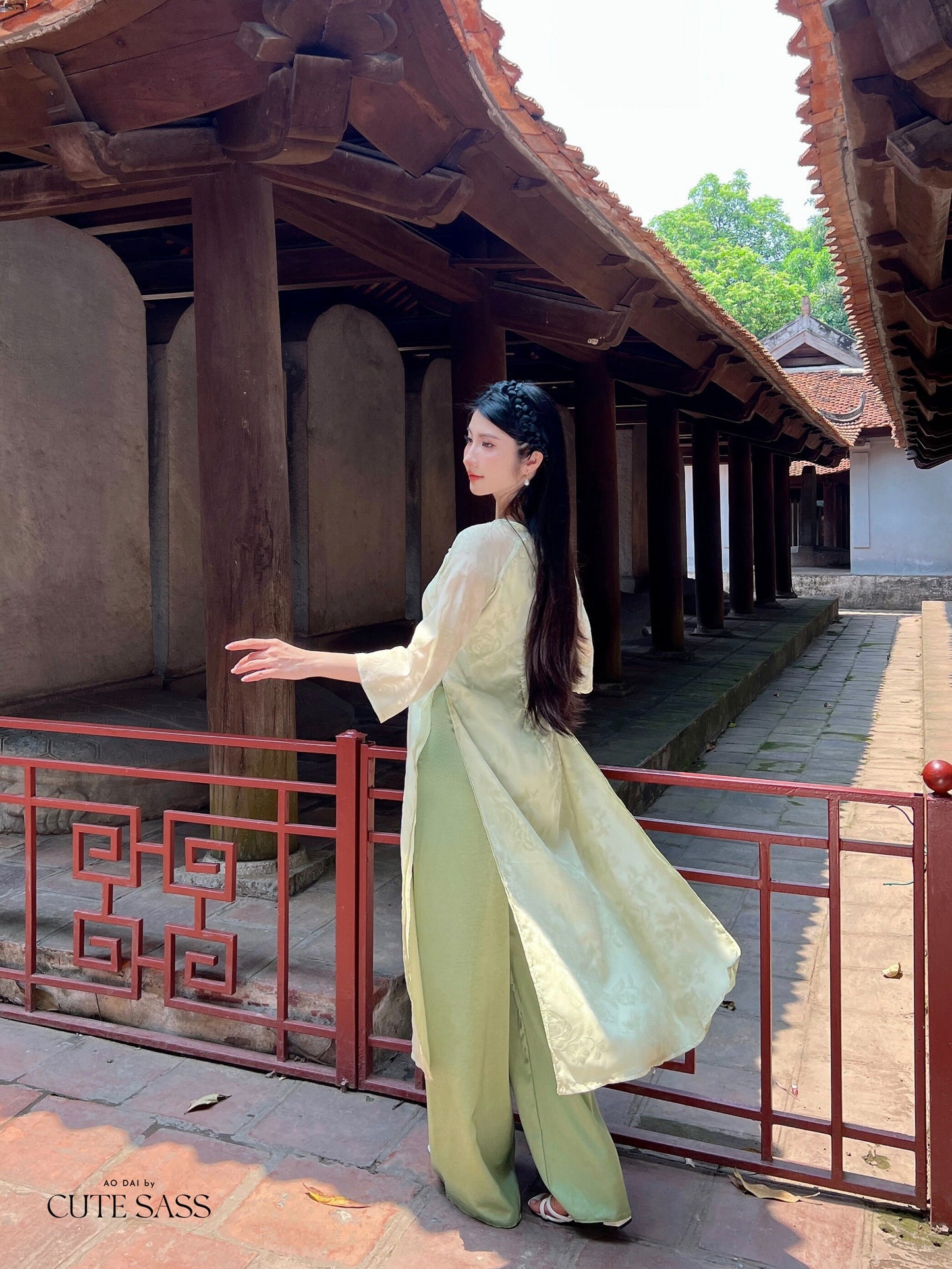 Shifted Rose Velvety Chiffon Ao Dai Top Only, NO PANTS (4 Colors)| Pre-made Modernized Vietnamese Ao Dai | Lunar New Year|11-12C