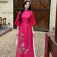 Fuchsia Chiffon Embroidery Ao Dai Set |Pre-made Modernized Vietnamese Ao Dai| Ao Dai with Pants | Lunar New Year| Ao Dai Truyen Thong|11A