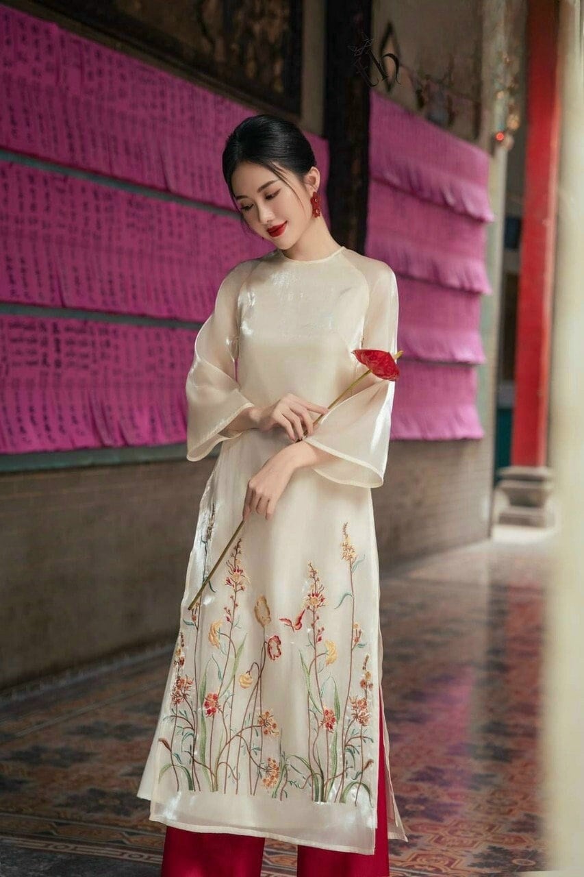 Ao Dai Set |Pre-made Modernized Vietnamese Ao Dai| Ao Dai with Pants | Lunar New Year| Ao Dai Truyen Thong|