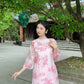 Pink Printed Scenery Ao Dai Set |Pre-made Modernized Vietnamese Ao Dai| Ao Dai with Pants | Lunar New Year| Ao Dai Truyen Thong| 31A