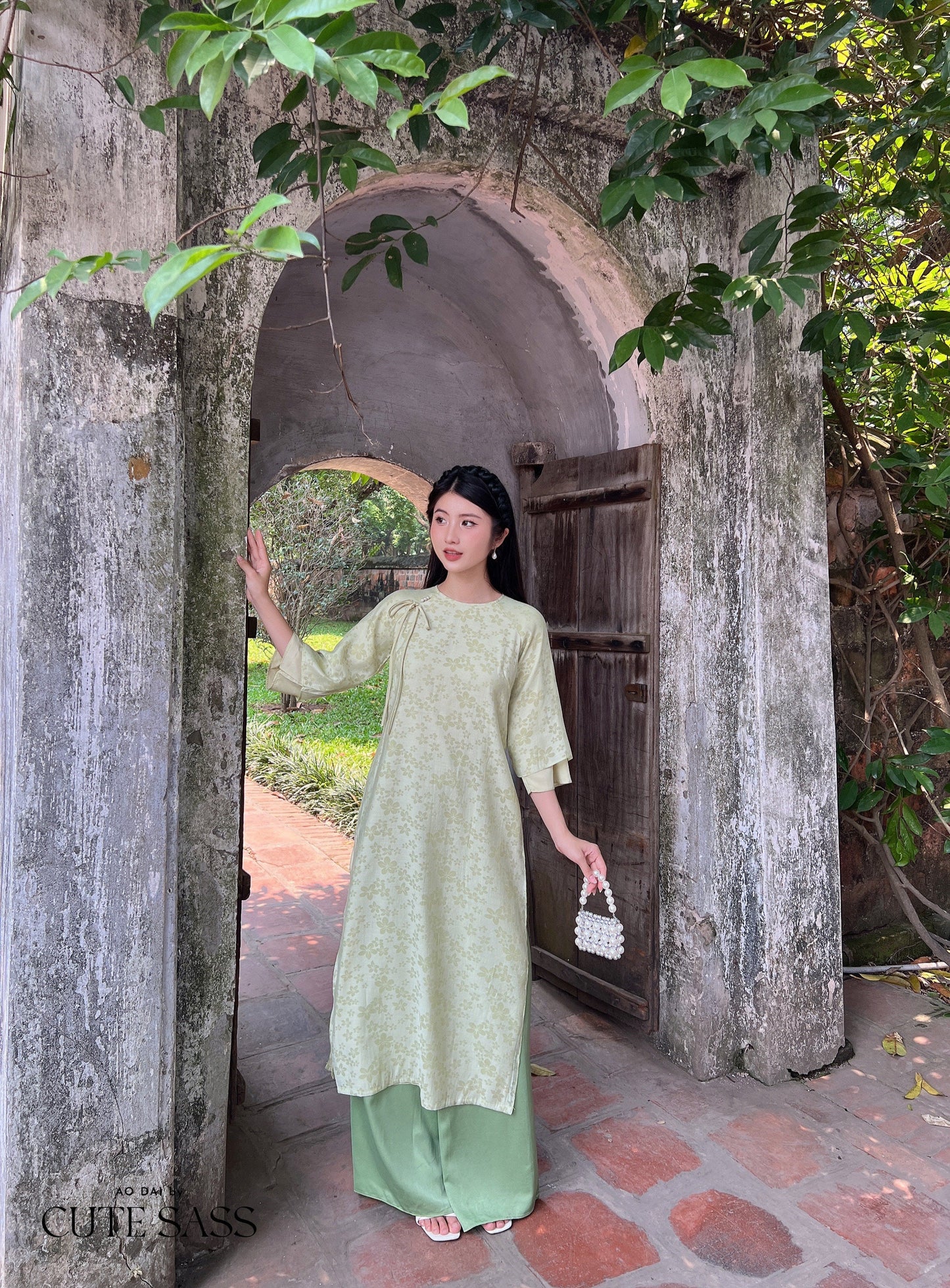 Shifted Daisy Chiffon Ao Dai Top Only, NO PANTS (3 Colors)