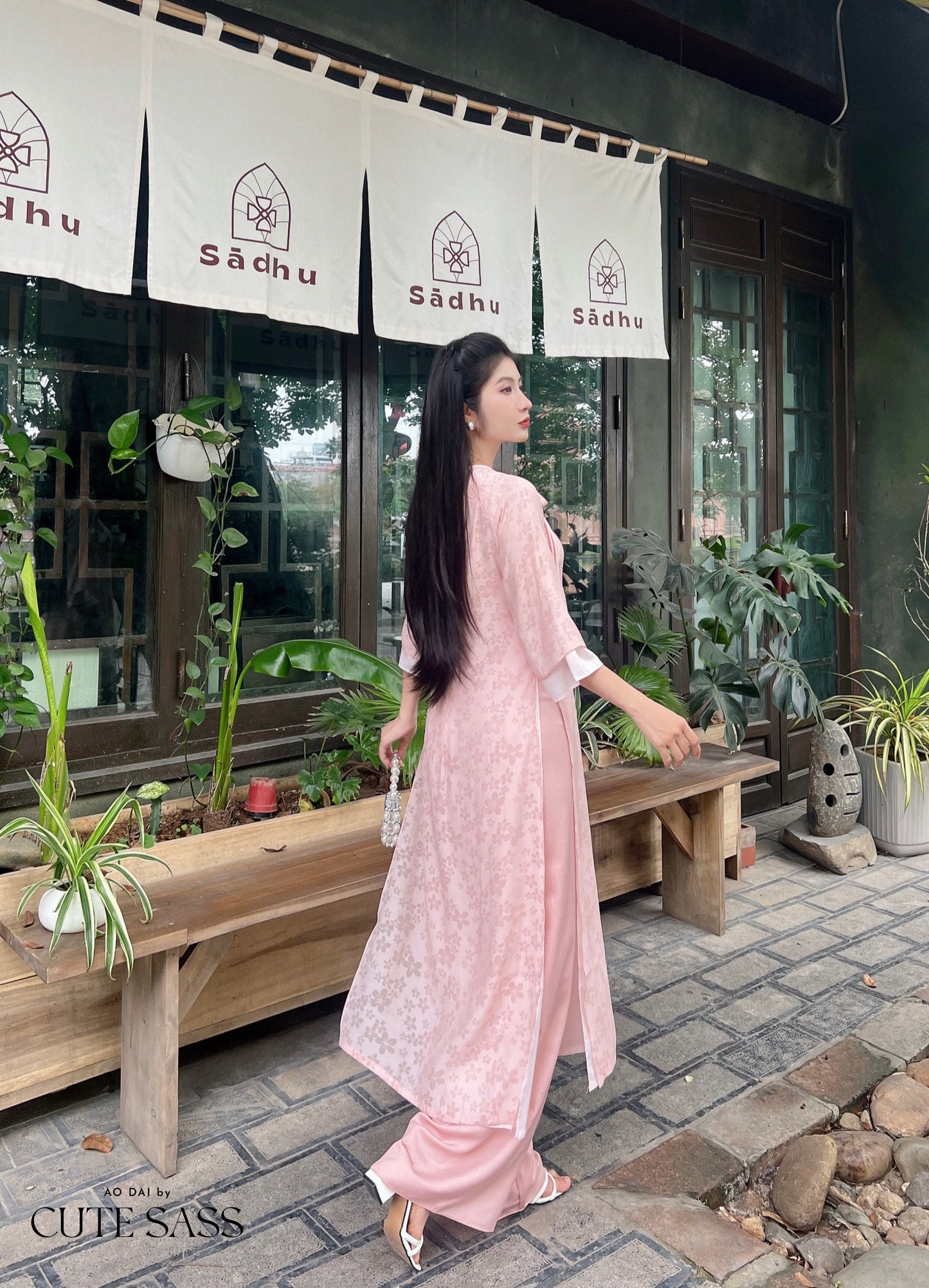 Shifted Daisy Chiffon Ao Dai Top Only, NO PANTS (3 Colors)