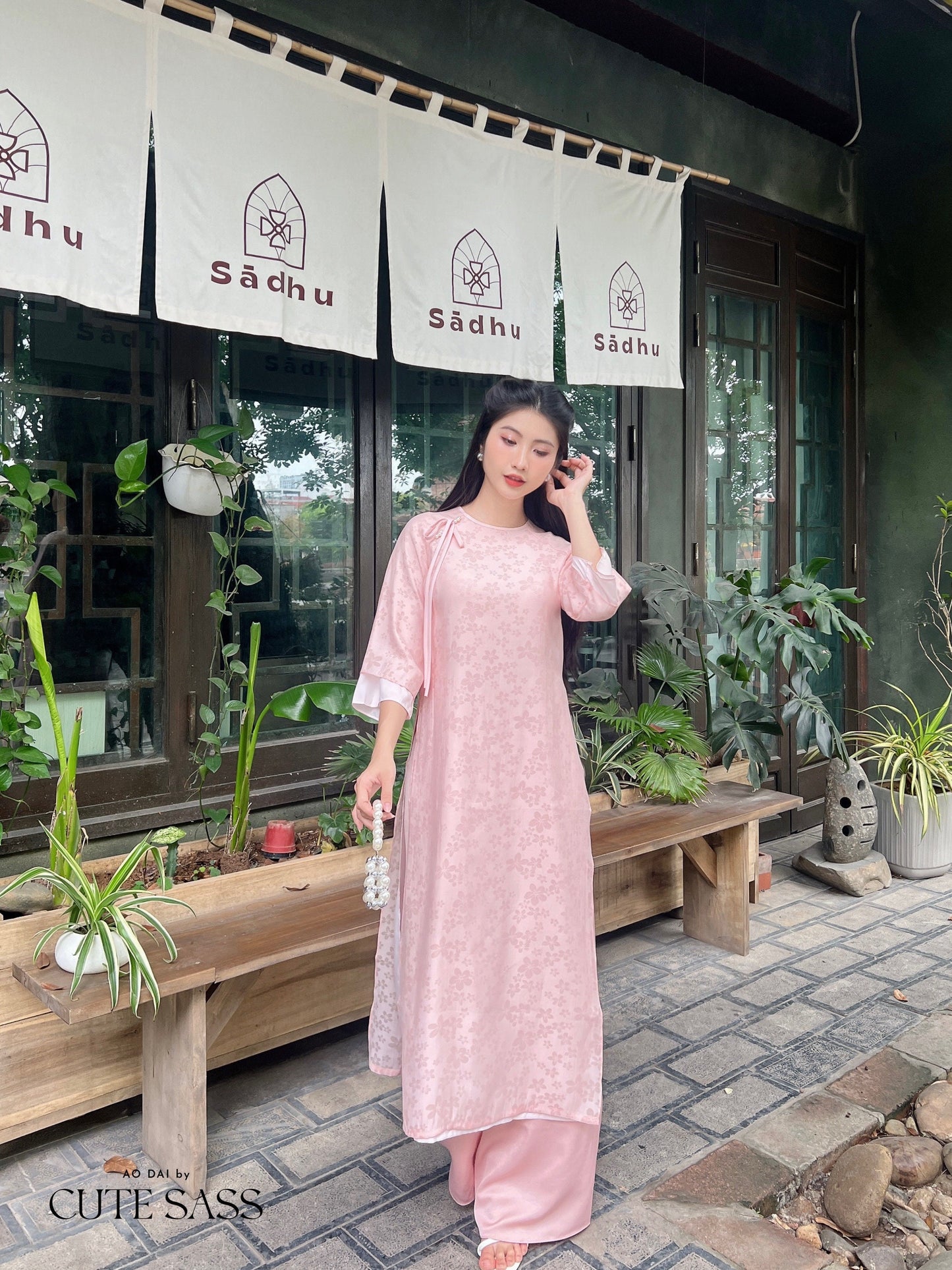 Shifted Daisy Chiffon Ao Dai Top Only, NO PANTS (3 Colors)