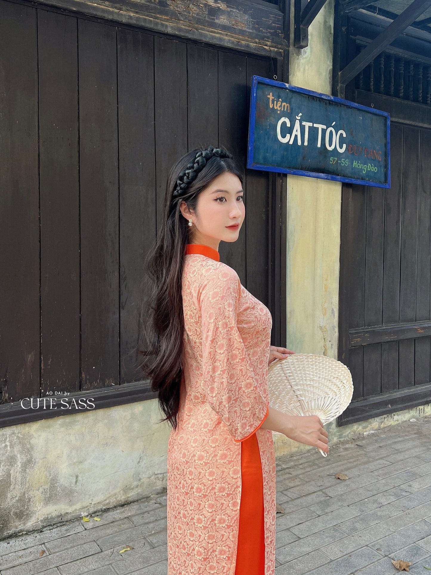 Orange Gam Ao Dai Set| Pre-made Vietnamese Ao Dai| Women Ao Dai | Lunar New Year| Ao Dai Truyen Thong|14D
