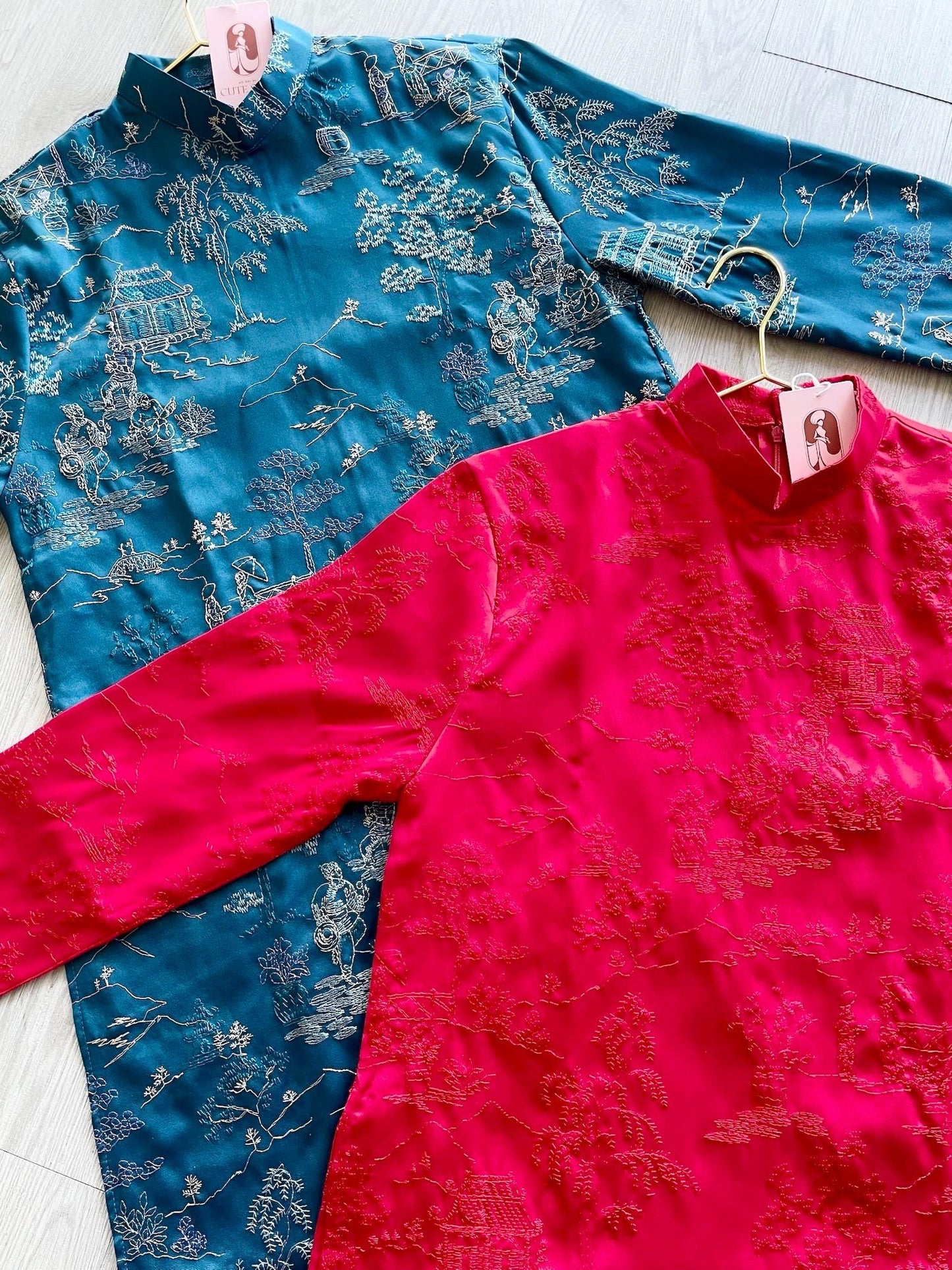 Men Red Tu Minh Ao Dai Top 29,38A| Pre-made Vietnamese Ao Dai| Lunar New Year | Ao Dai for Girl, Mom, Dad, Boy | Ao Dai Tet|
