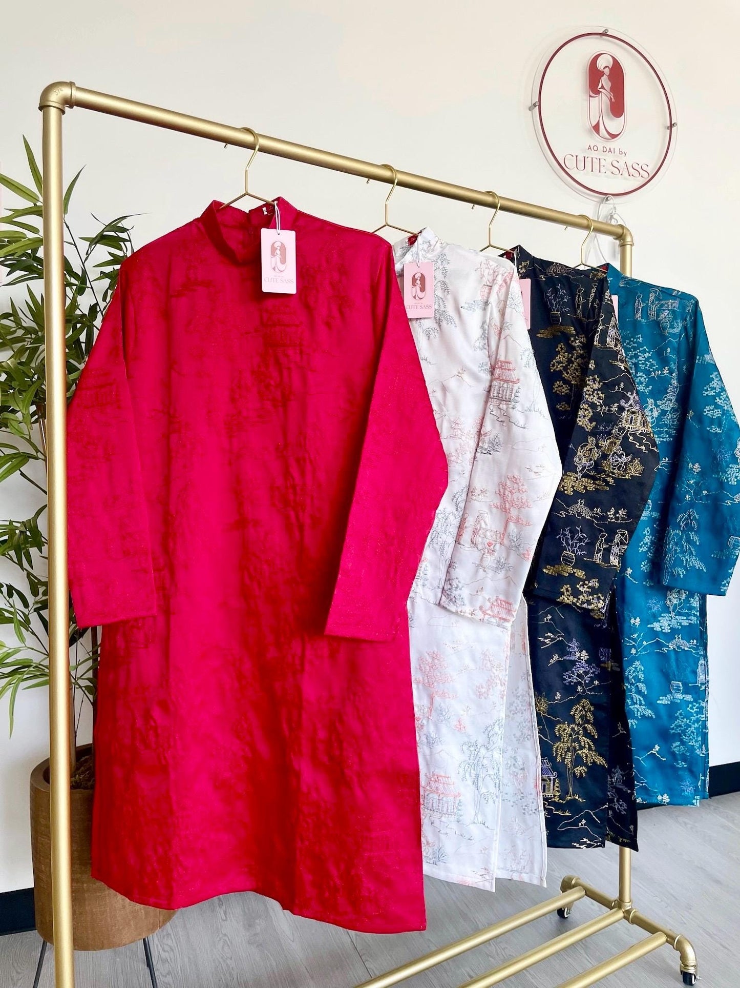 Men Red Tu Minh Ao Dai Top 29,38A| Pre-made Vietnamese Ao Dai| Lunar New Year | Ao Dai for Girl, Mom, Dad, Boy | Ao Dai Tet|