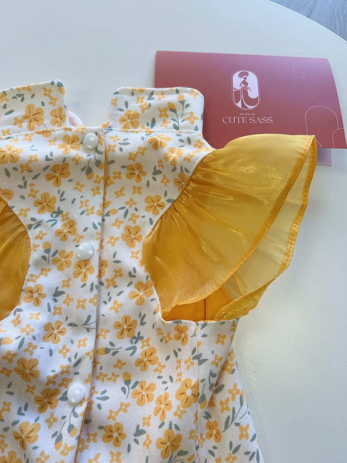 Pet Yellow Wing Sleeves Daisy Ao Dai 4B