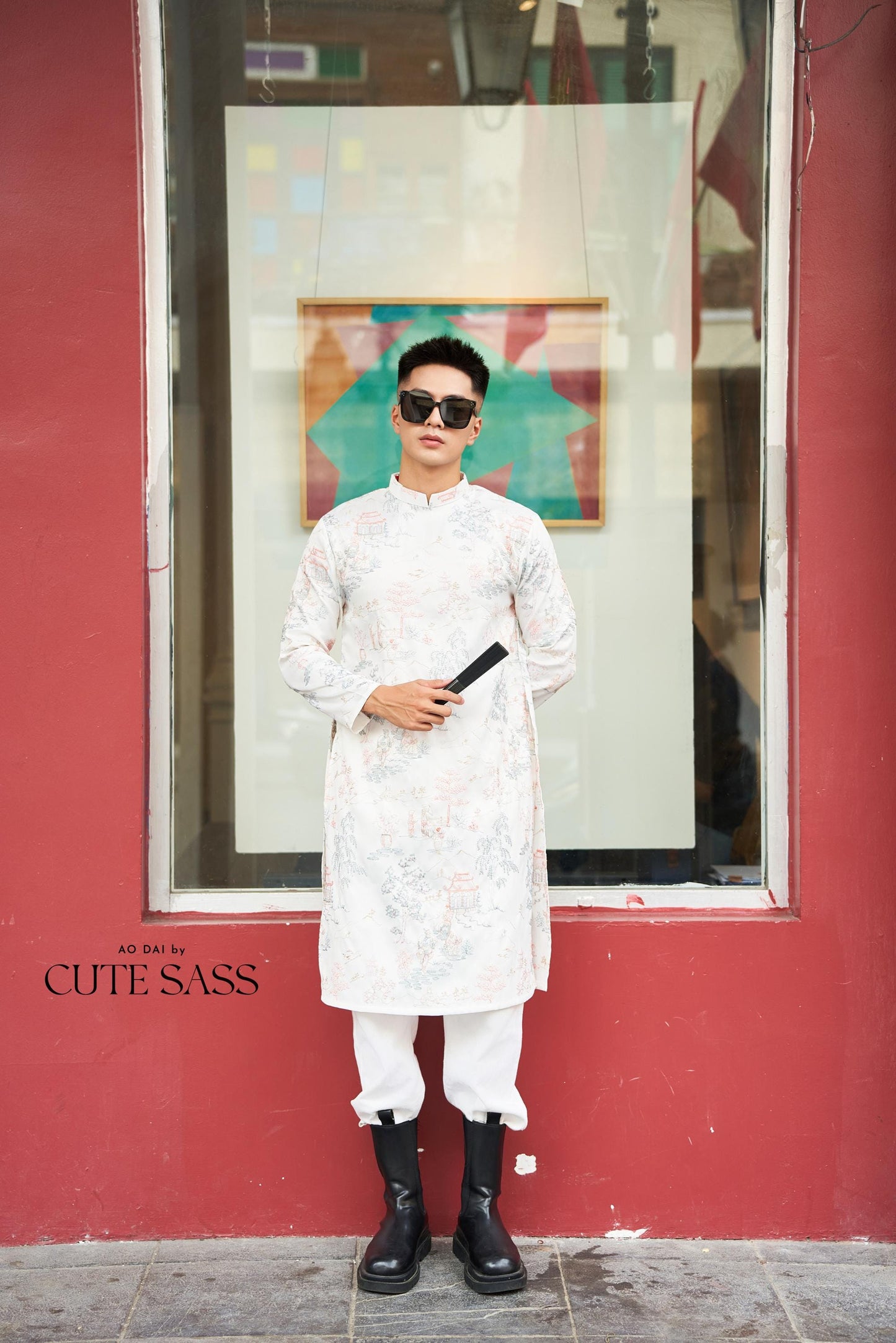 Men White Tu Minh Ao Dai Top 29,38A| Pre-made Vietnamese Ao Dai| Lunar New Year | Ao Dai for Girl, Mom, Dad, Boy | Ao Dai Tet|