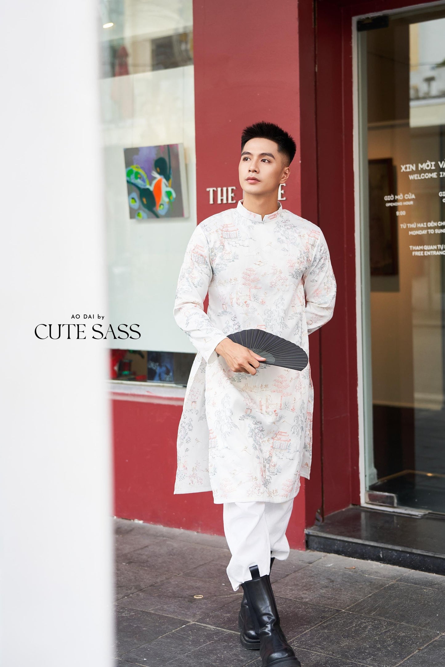Men White Tu Minh Ao Dai Top 29,38A| Pre-made Vietnamese Ao Dai| Lunar New Year | Ao Dai for Girl, Mom, Dad, Boy | Ao Dai Tet|