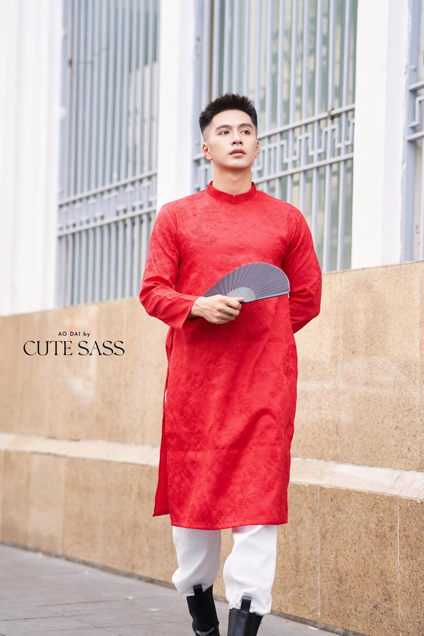 Men Red Tu Minh Ao Dai Top 29,38A| Pre-made Vietnamese Ao Dai| Lunar New Year | Ao Dai for Girl, Mom, Dad, Boy | Ao Dai Tet|
