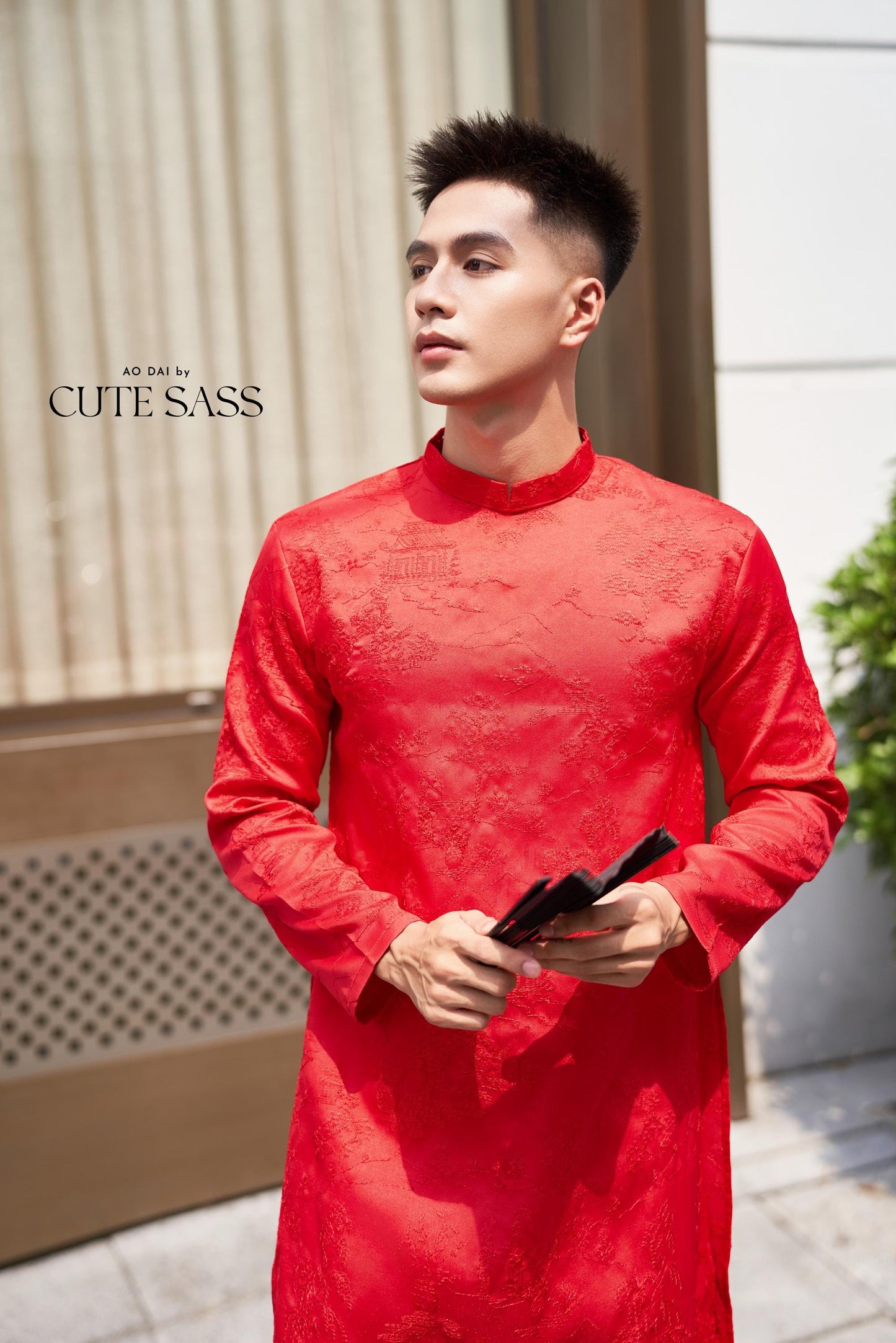 Men Red Tu Minh Ao Dai Top 29,38A| Pre-made Vietnamese Ao Dai| Lunar New Year | Ao Dai for Girl, Mom, Dad, Boy | Ao Dai Tet|